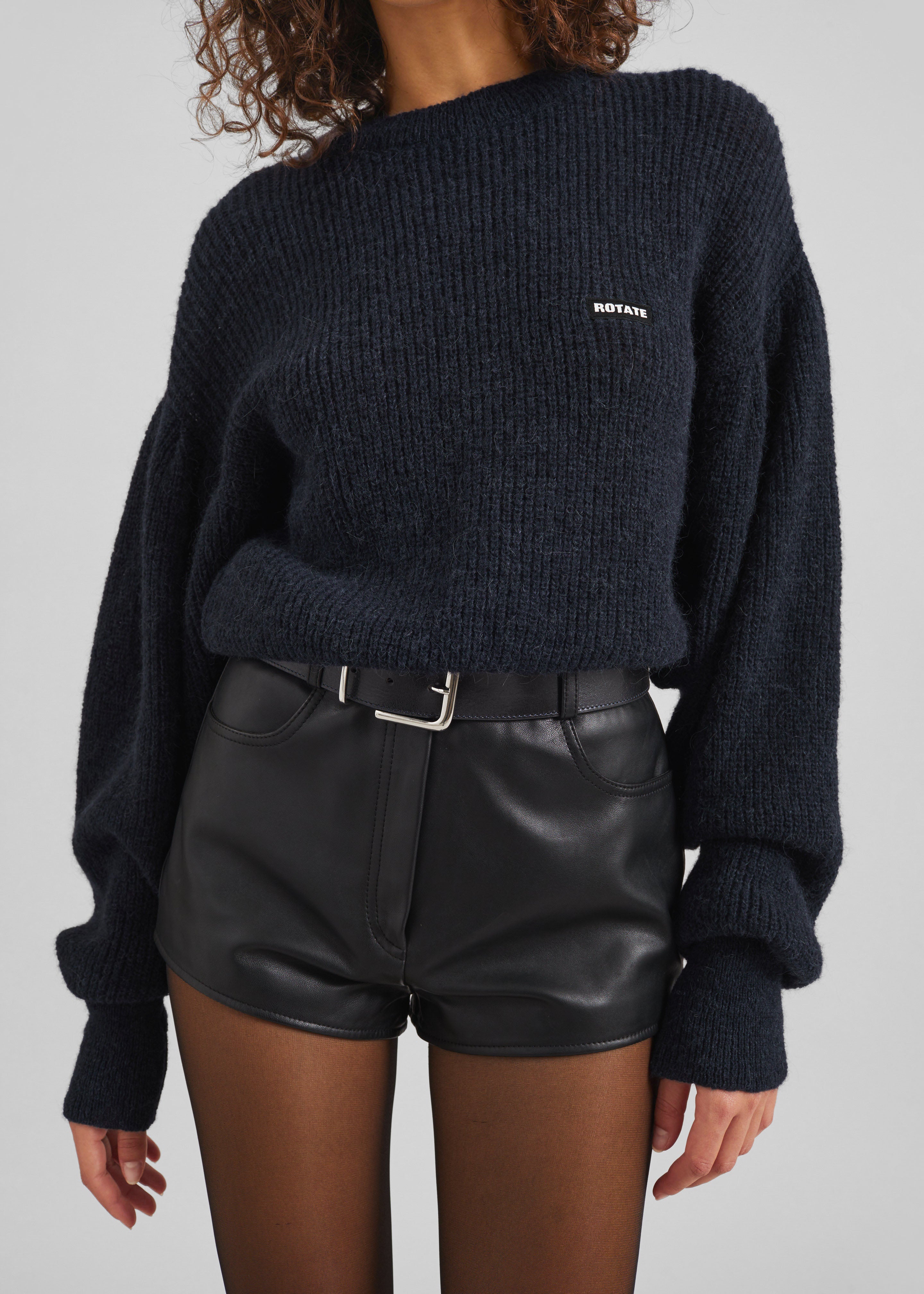 Rotate Knit Puff Crewneck - Navy Blazer - 5