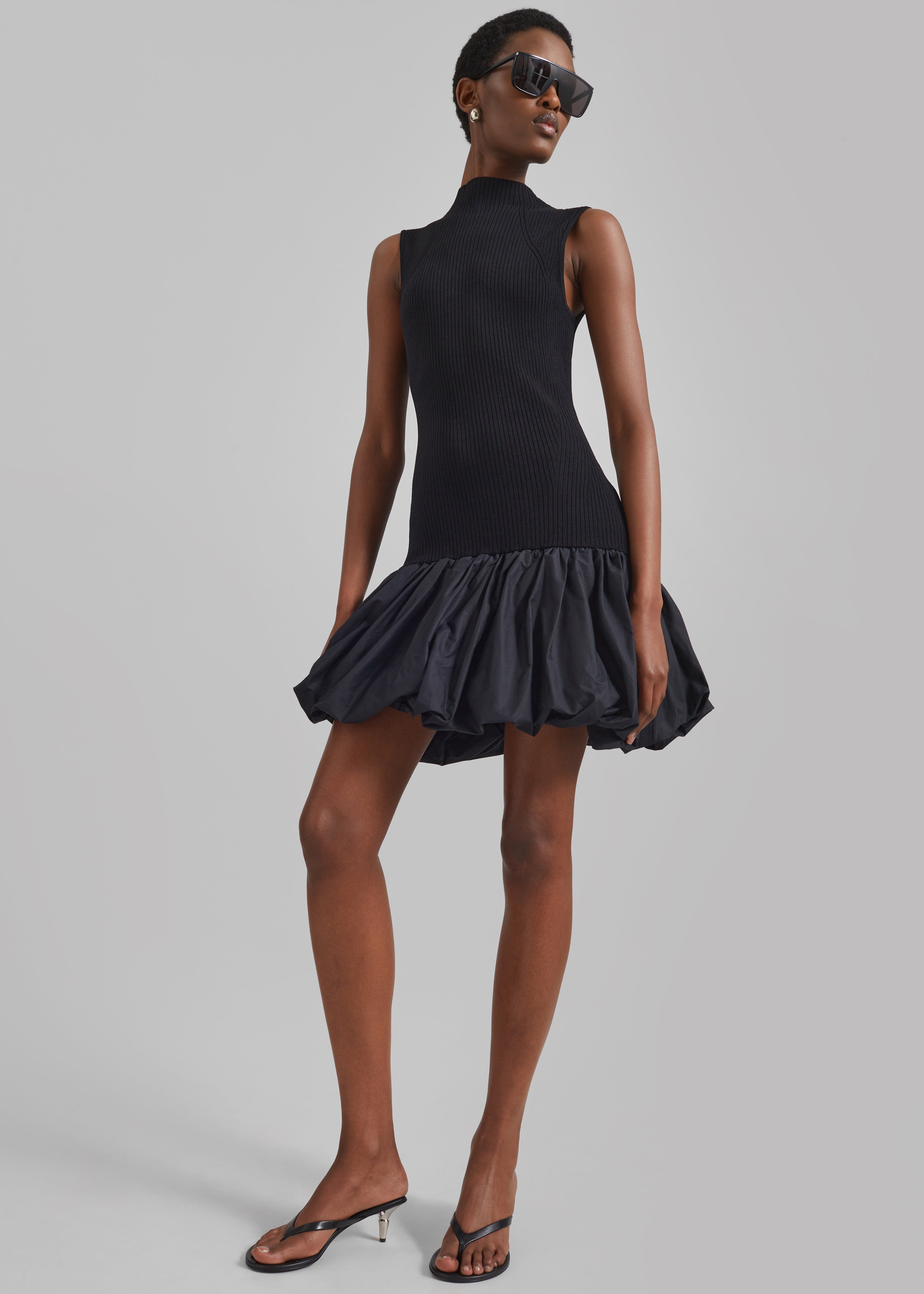 Rotate Knit Racer Cut Dress - Black - 1