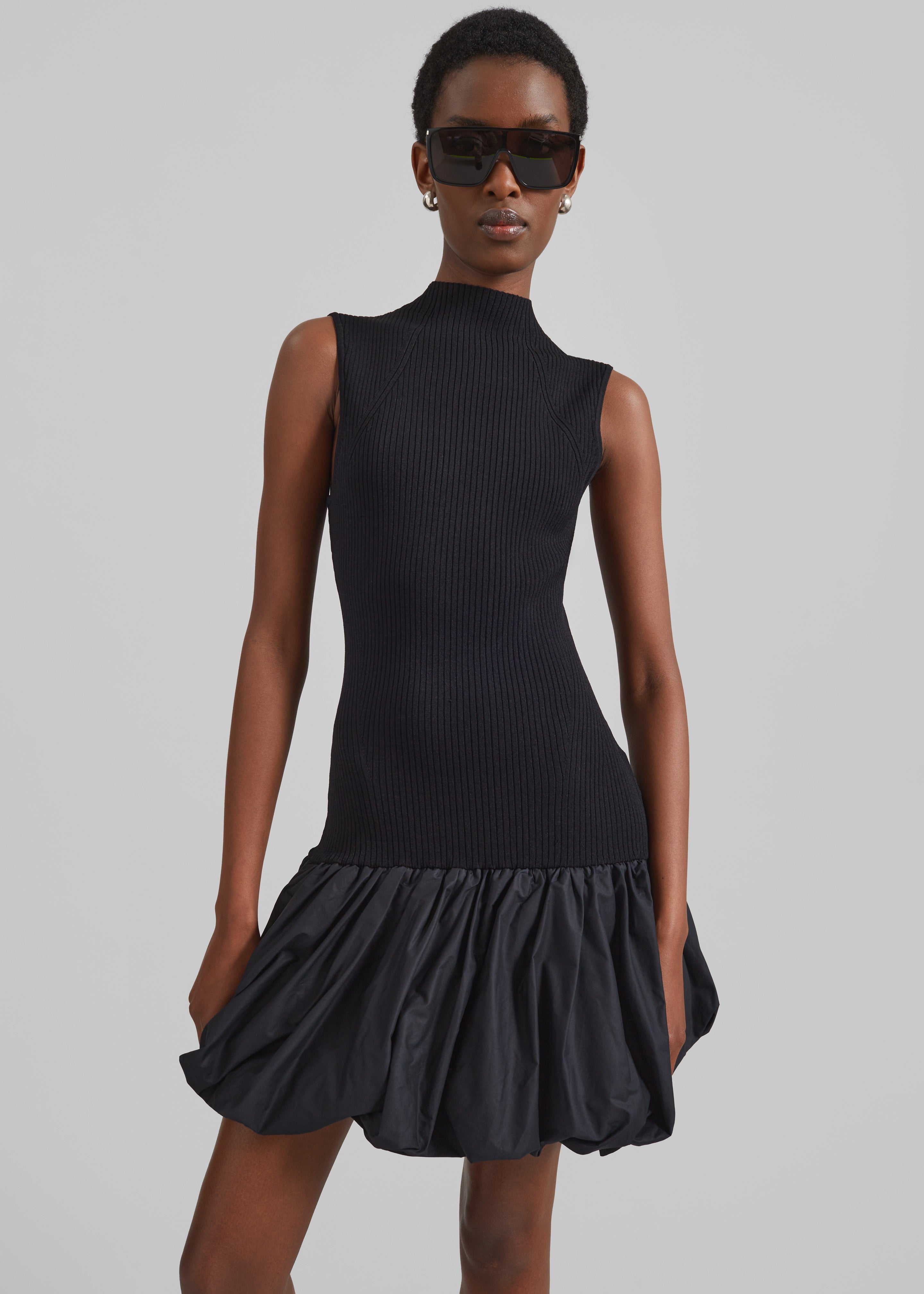 Rotate Knit Racer Cut Dress - Black - 3