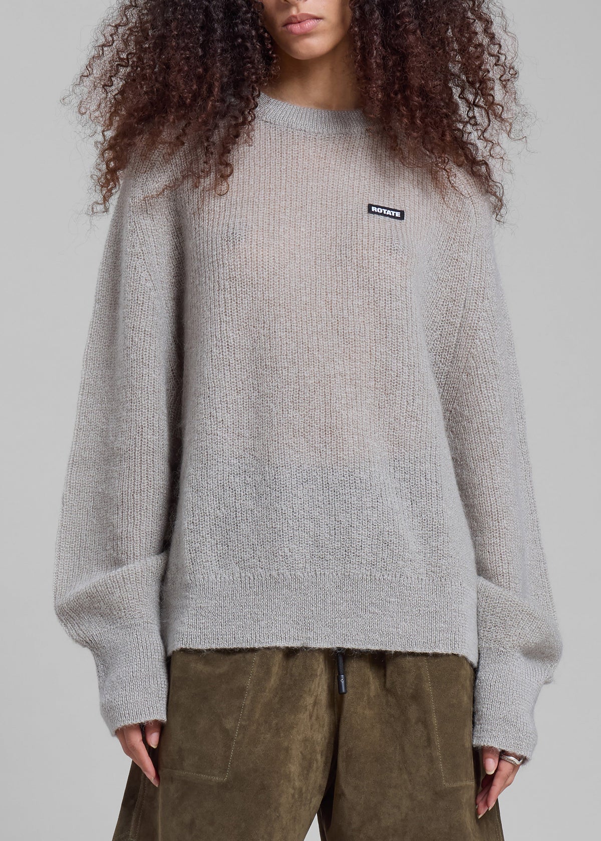 Rotate Light Knit Logo Sweater - Ghost Gray - 2