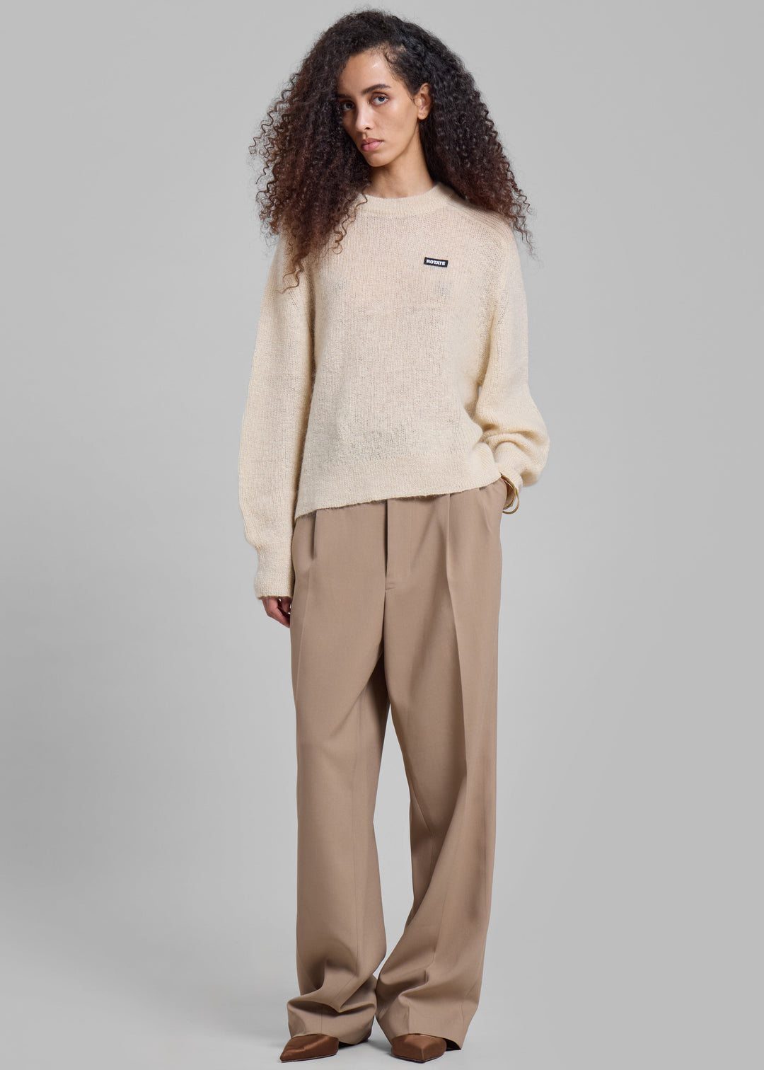 Rotate Light Knit Logo Sweater Parchment Frankie Shop Europe