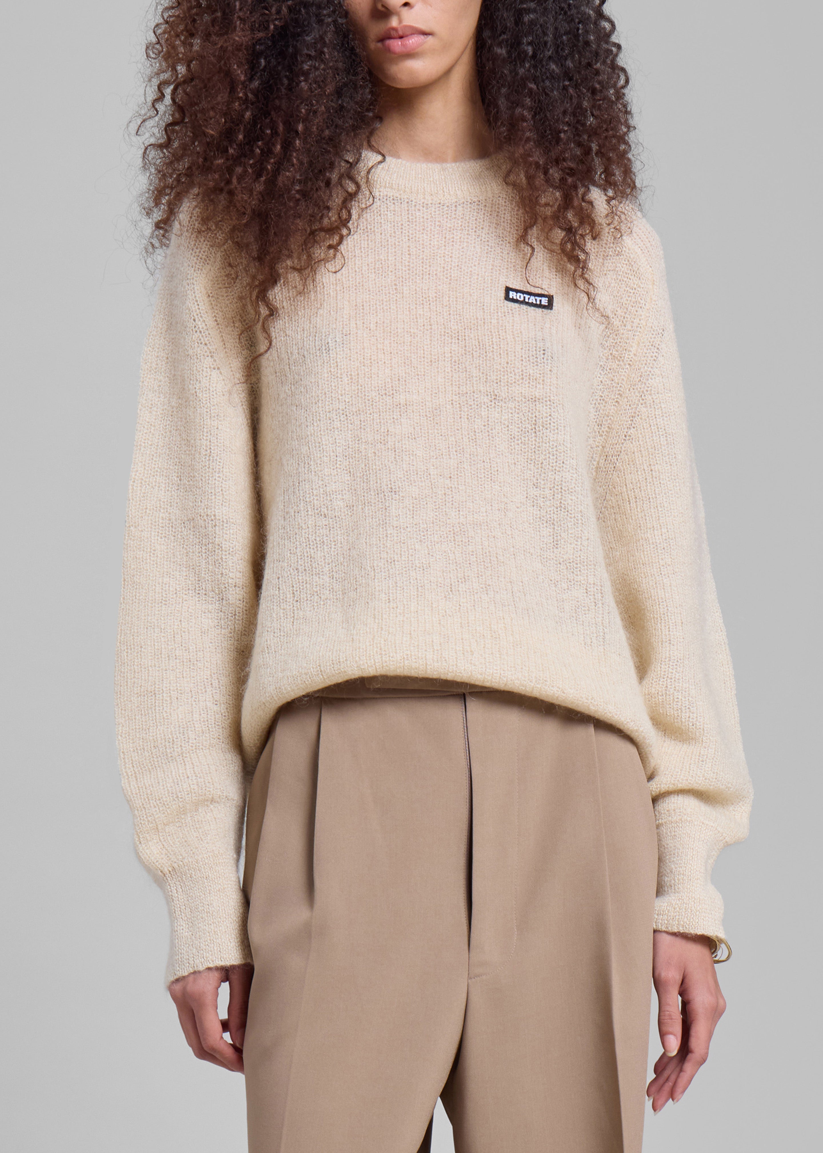 Rotate Light Knit Logo Sweater - Parchment - 3