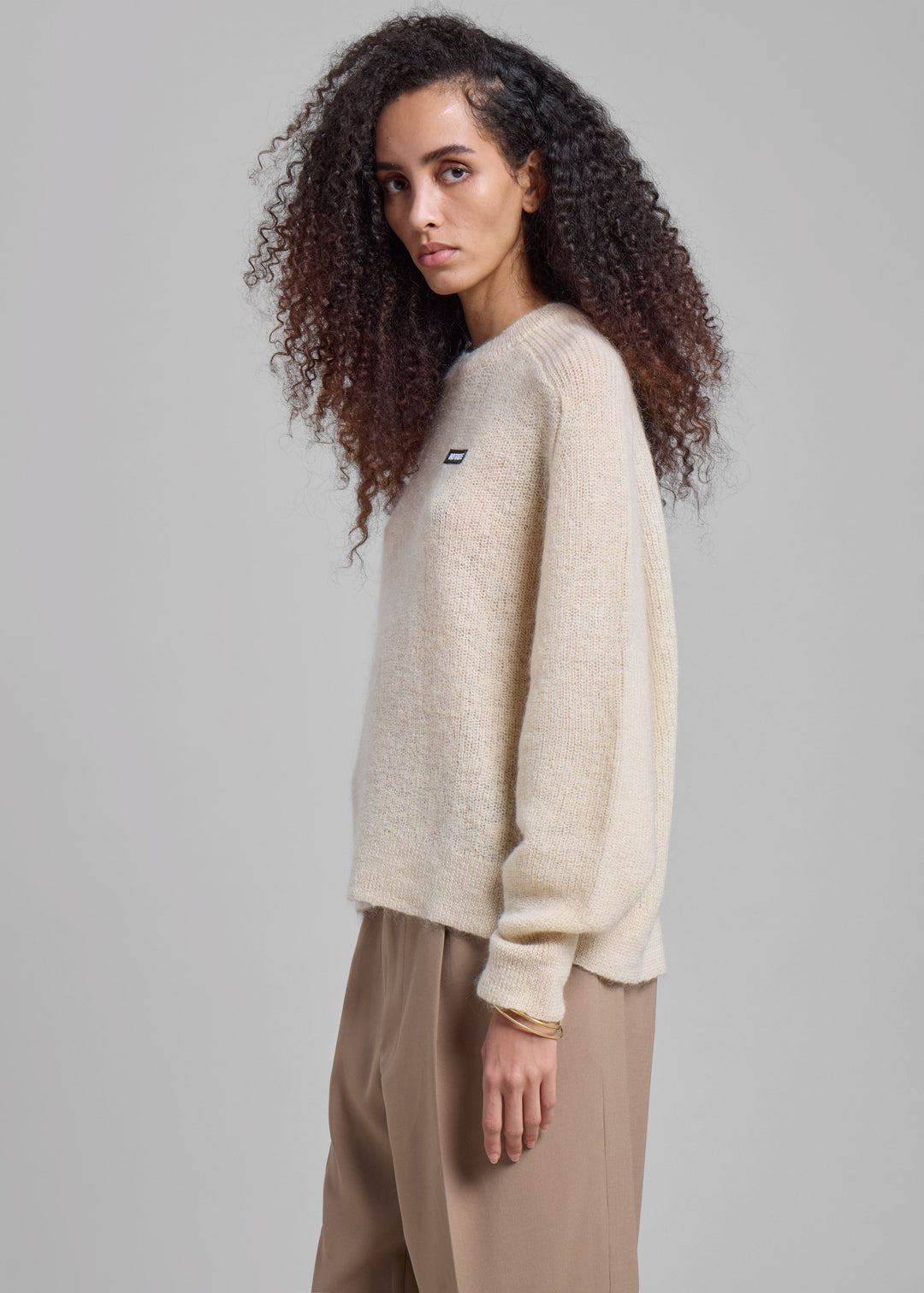 Rotate Light Knit Logo Sweater Parchment Frankie Shop Europe