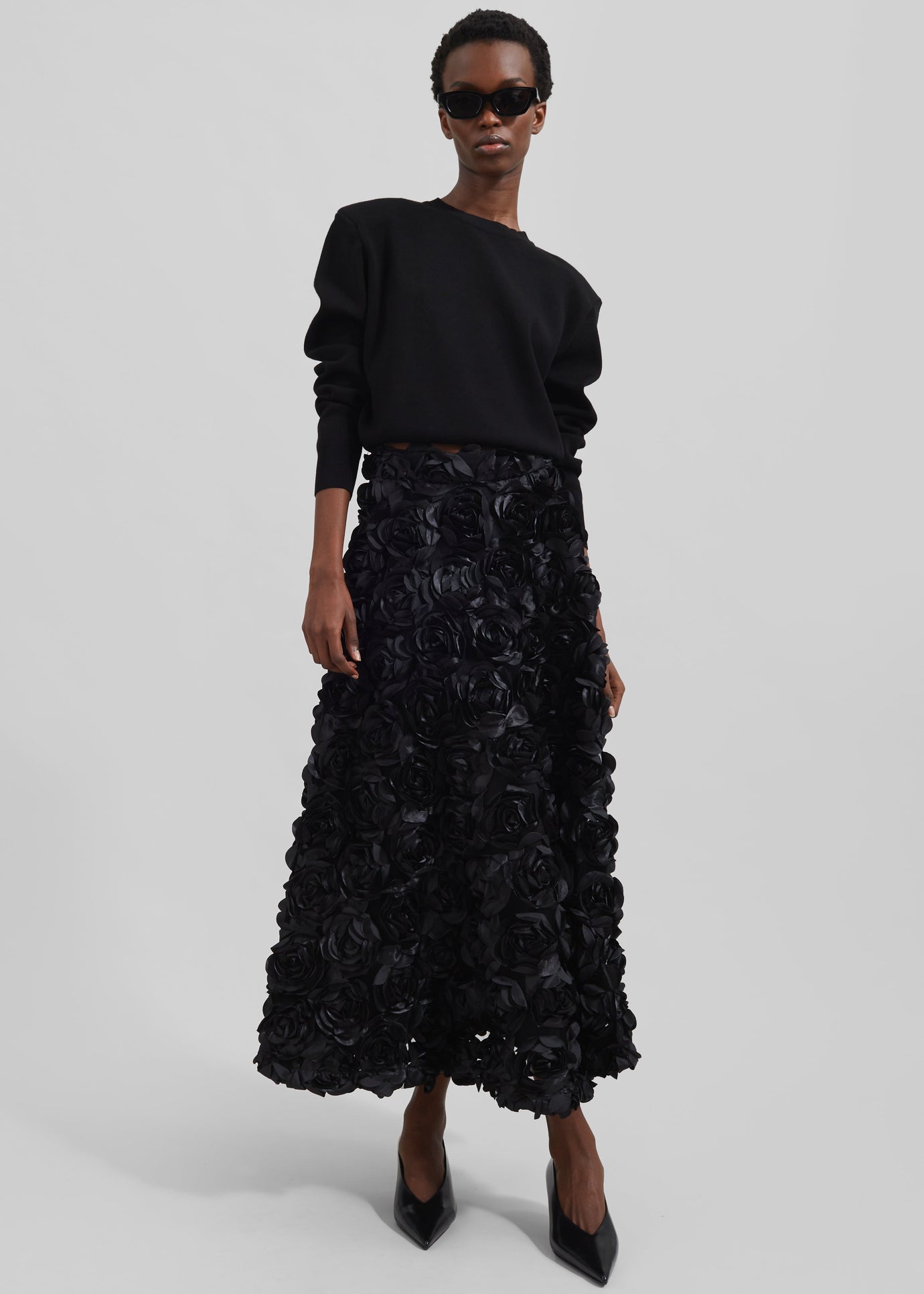 Rotate Maxi Sun Skirt - Black