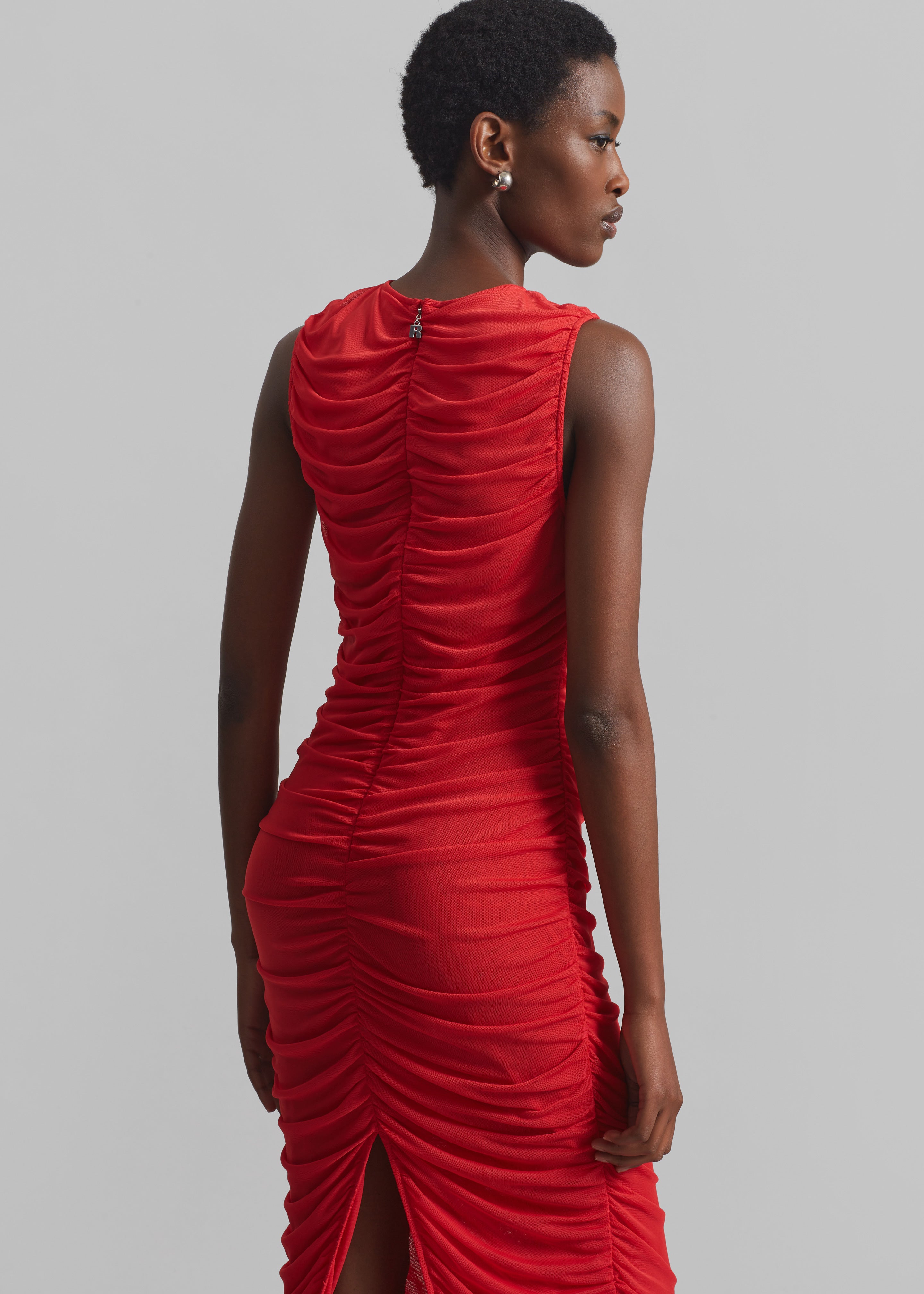 Rotate Mesh Midi Dress - High Risk Red - 4