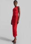 Rotate Mesh Midi Dress - High Risk Red