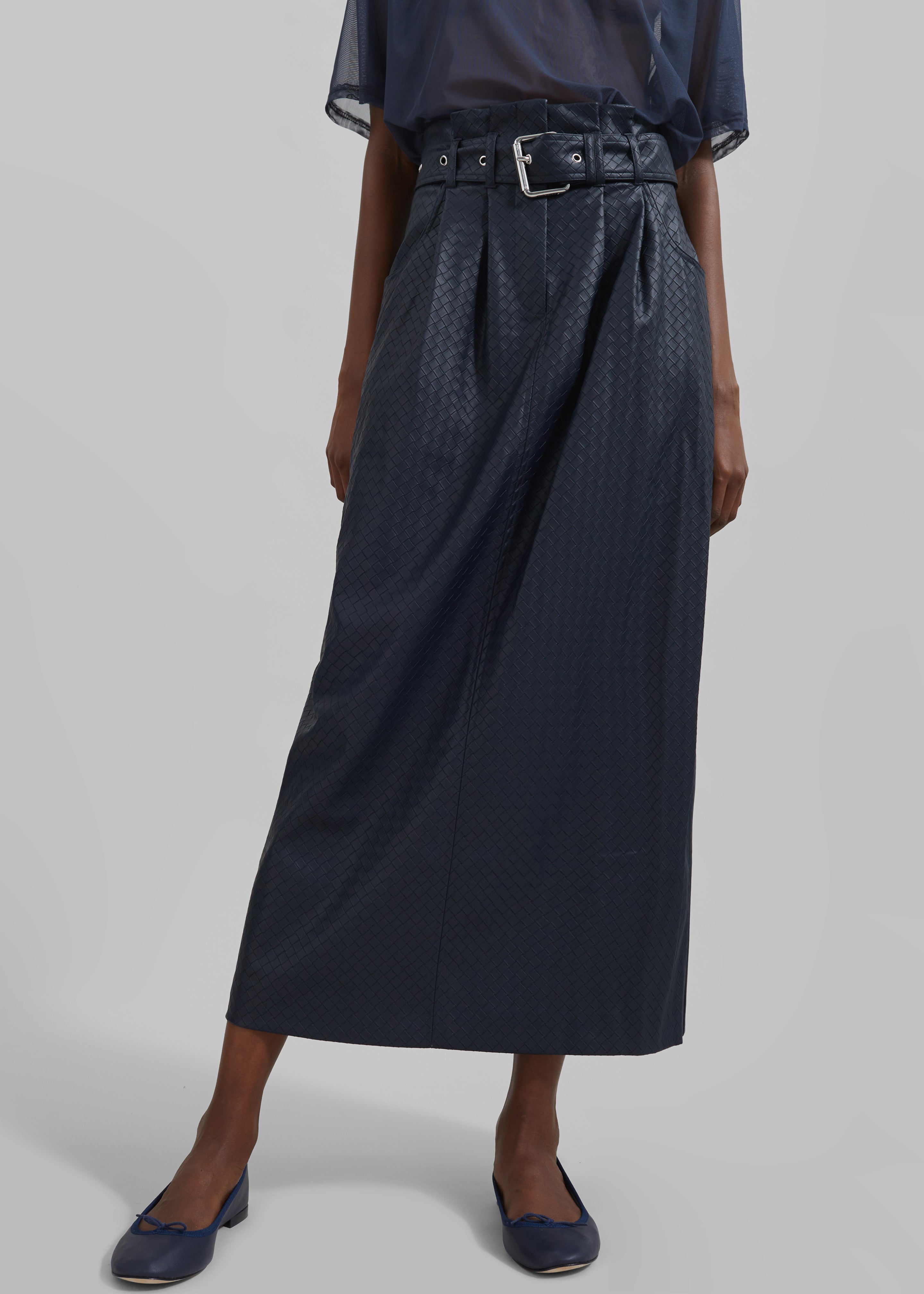 Rotate Midi Paper Waist Skirt - Sky Captain - 4