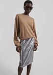 Rotate Net Sequin Midi Skirt - Dark Grey