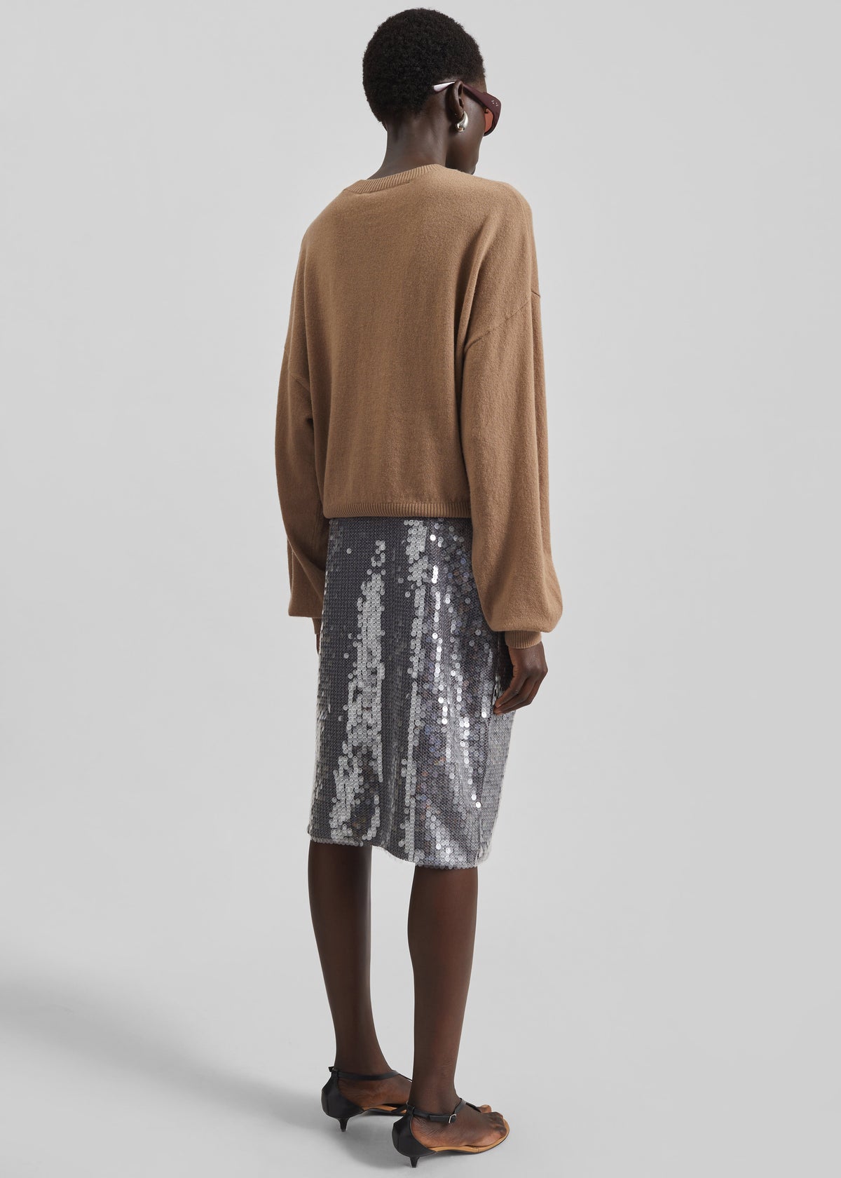 Rotate Net Sequin Midi Skirt - Dark Grey - 5
