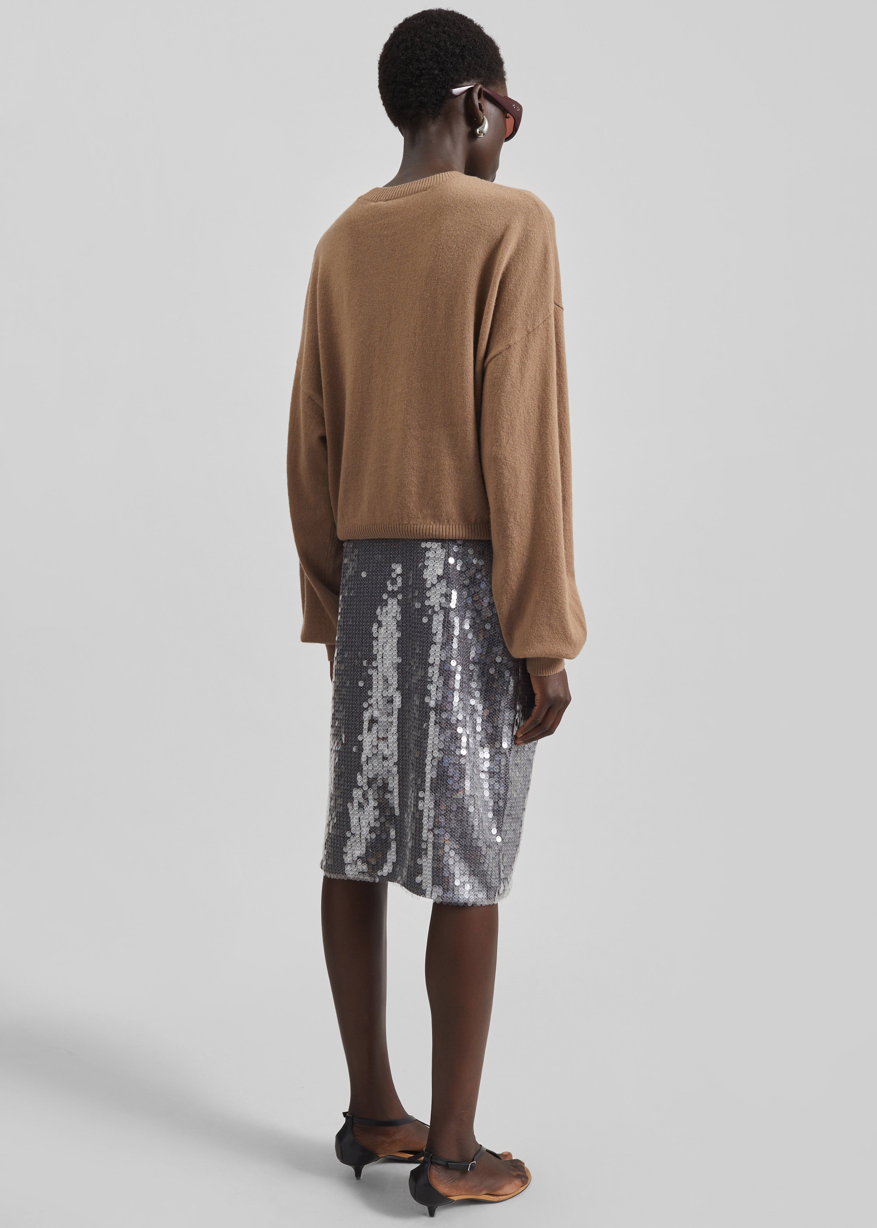 Rotate Net Sequin Midi Skirt - Dark Grey - 5