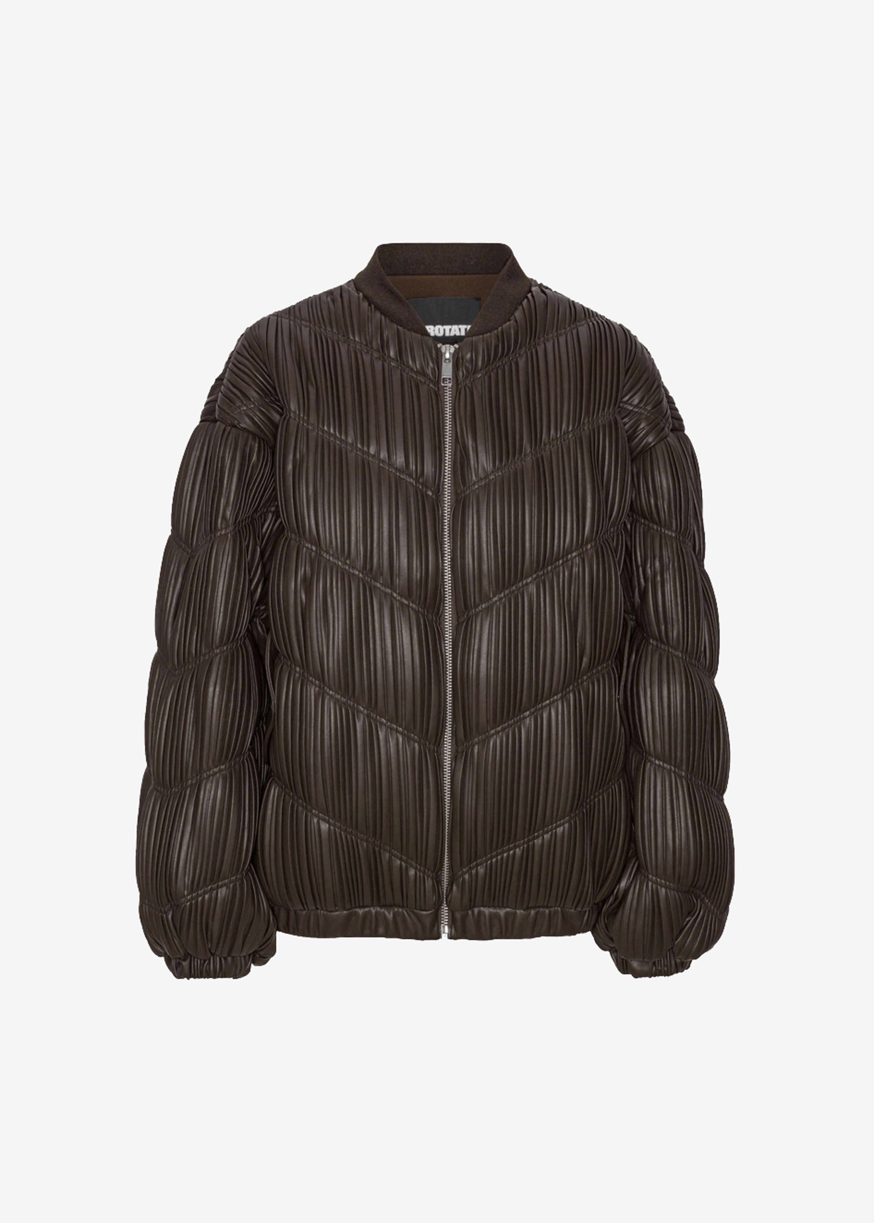 Rotate Pleated Bomber Jacket - Chocolate Brown - 9