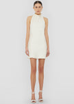 Rotate Satin Halterneck Dress - Egret