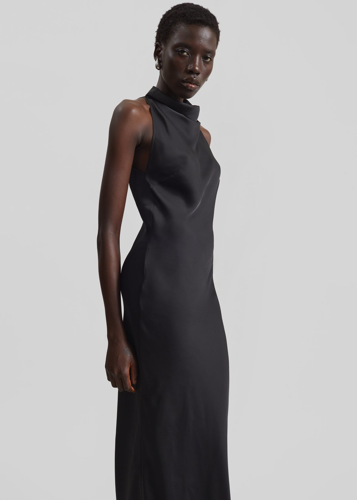 Rotate Satin Halterneck Maxi Dress - Black - 5