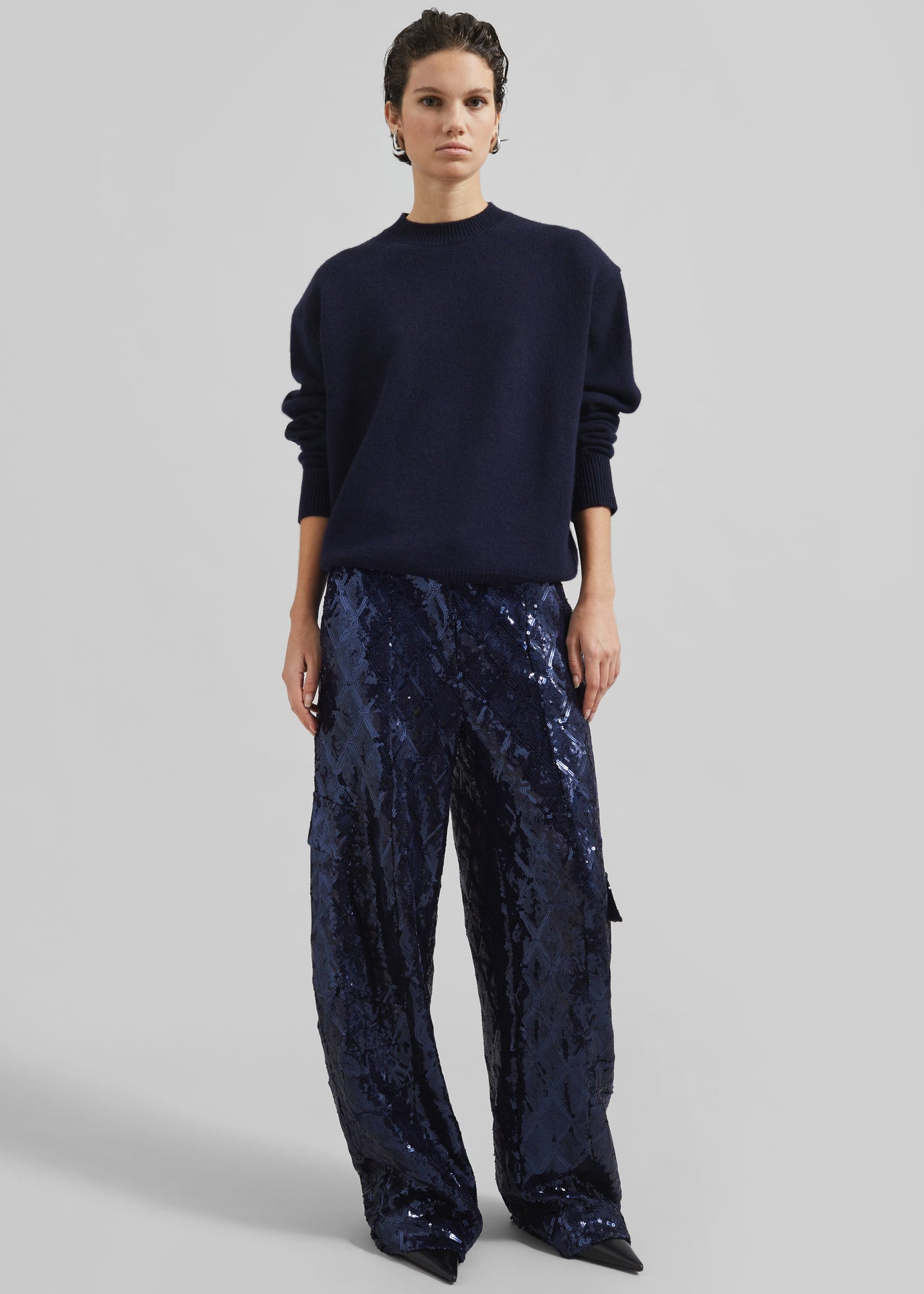 ROTATE Sequins Cargo Pants - Dark Blue