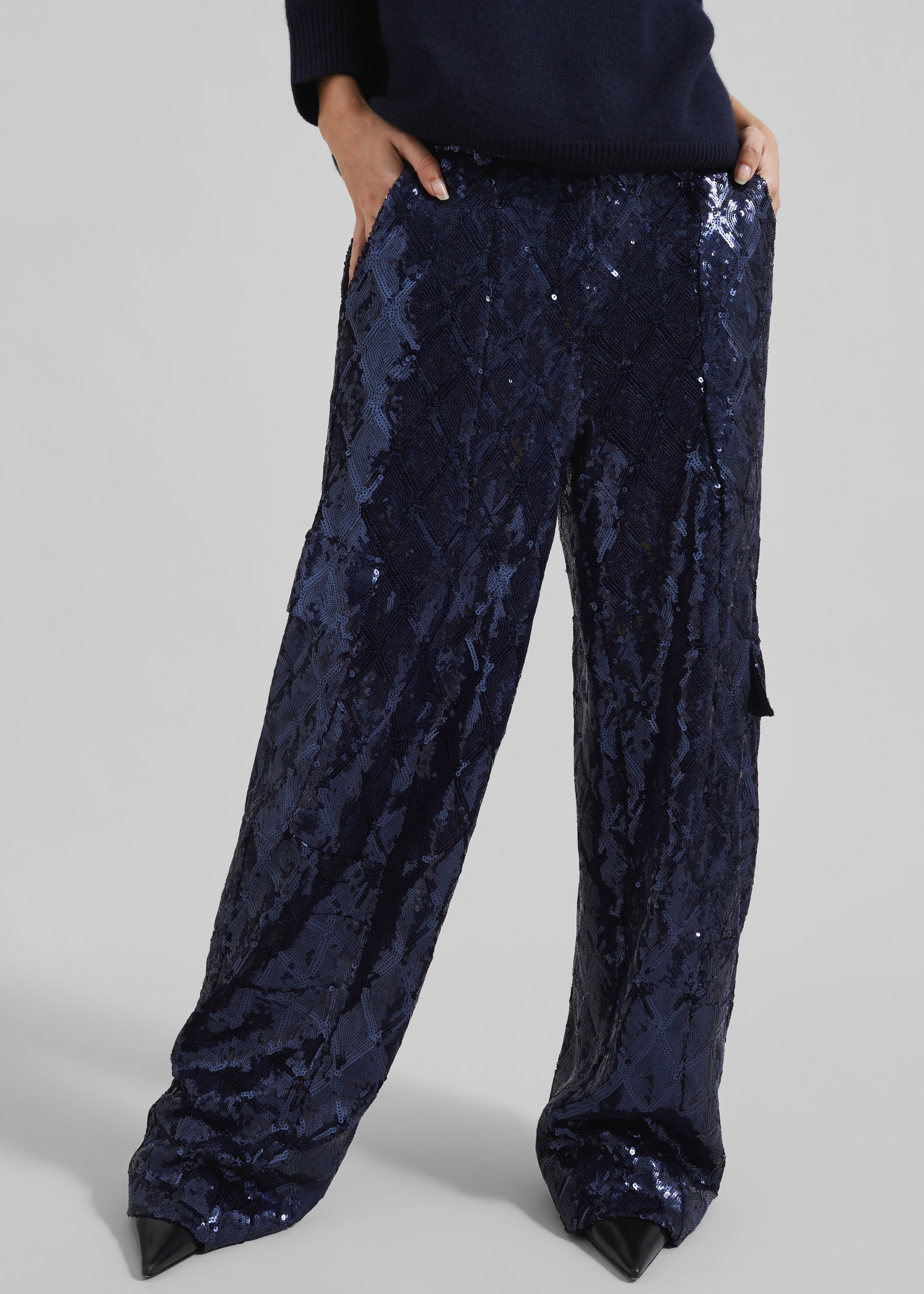 ROTATE Sequins Cargo Pants - Dark Blue - 7