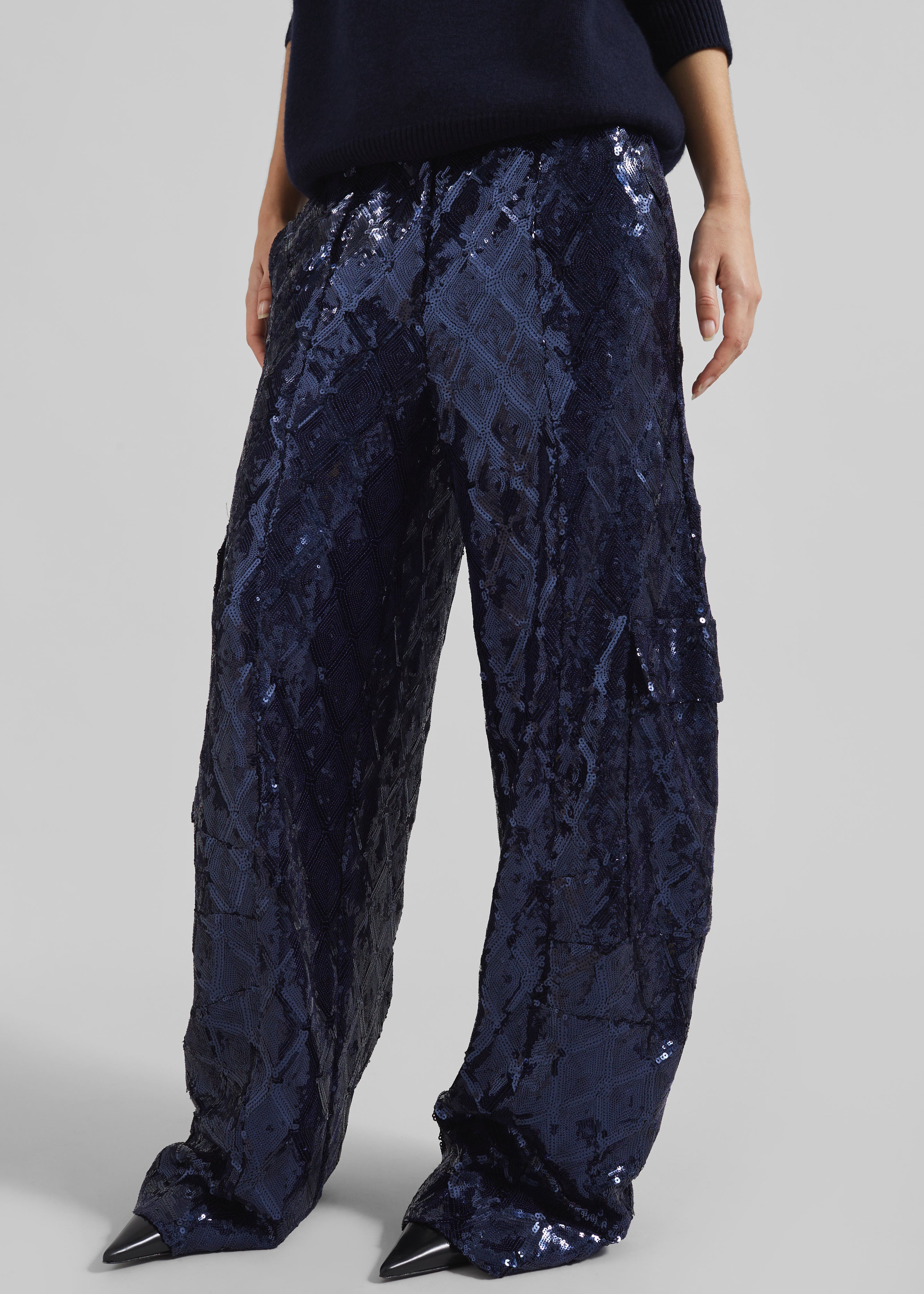 ROTATE Sequins Cargo Pants - Dark Blue - 5