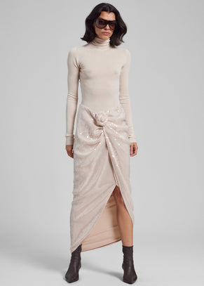 Rotate Sequins Knot Skirt - Nougat