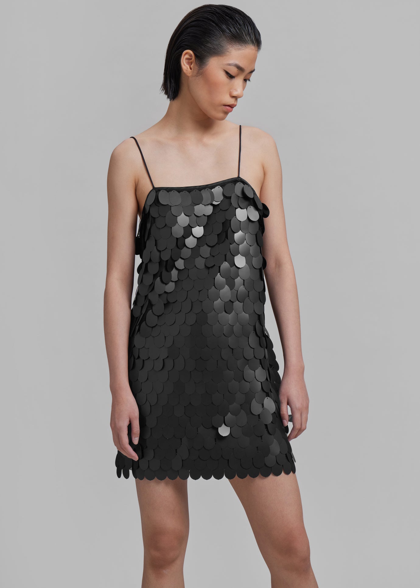 ROTATE Sequins Mini Slip Dress - Black
