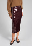 Rotate Sequins Pencil Skirt - Zinfandel