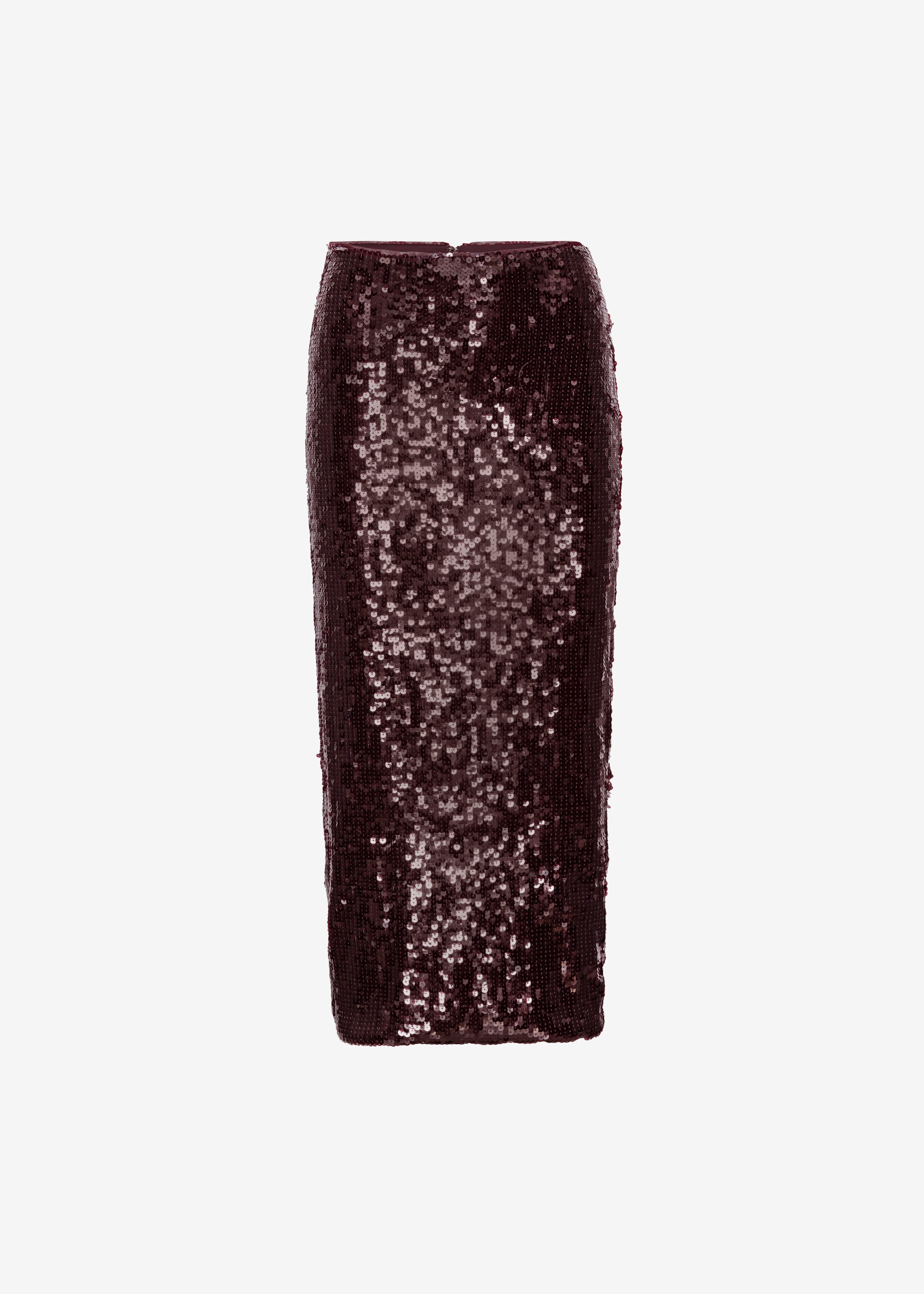 Rotate Sequins Pencil Skirt - Zinfandel - 8