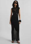 Rotate Sheer Knit Maxi Dress - Black