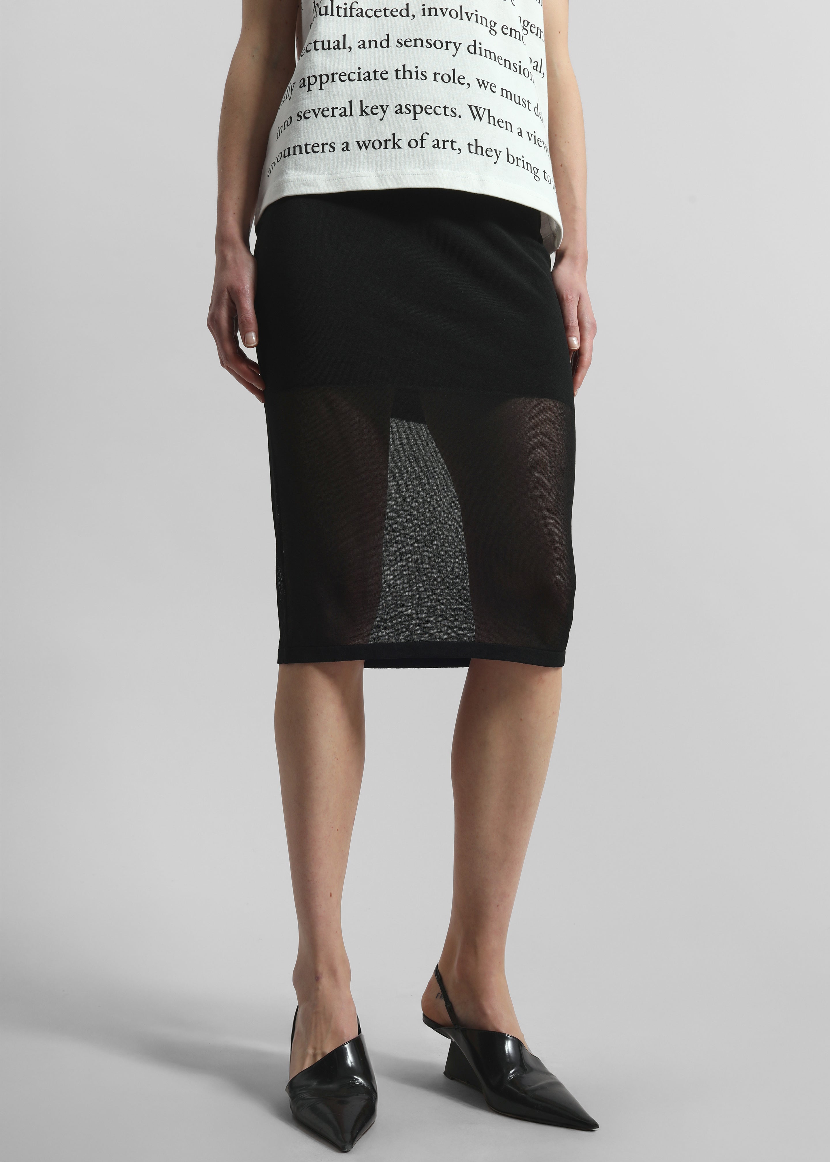 Rotate Sheer Knit Midi Skirt - Black - 4