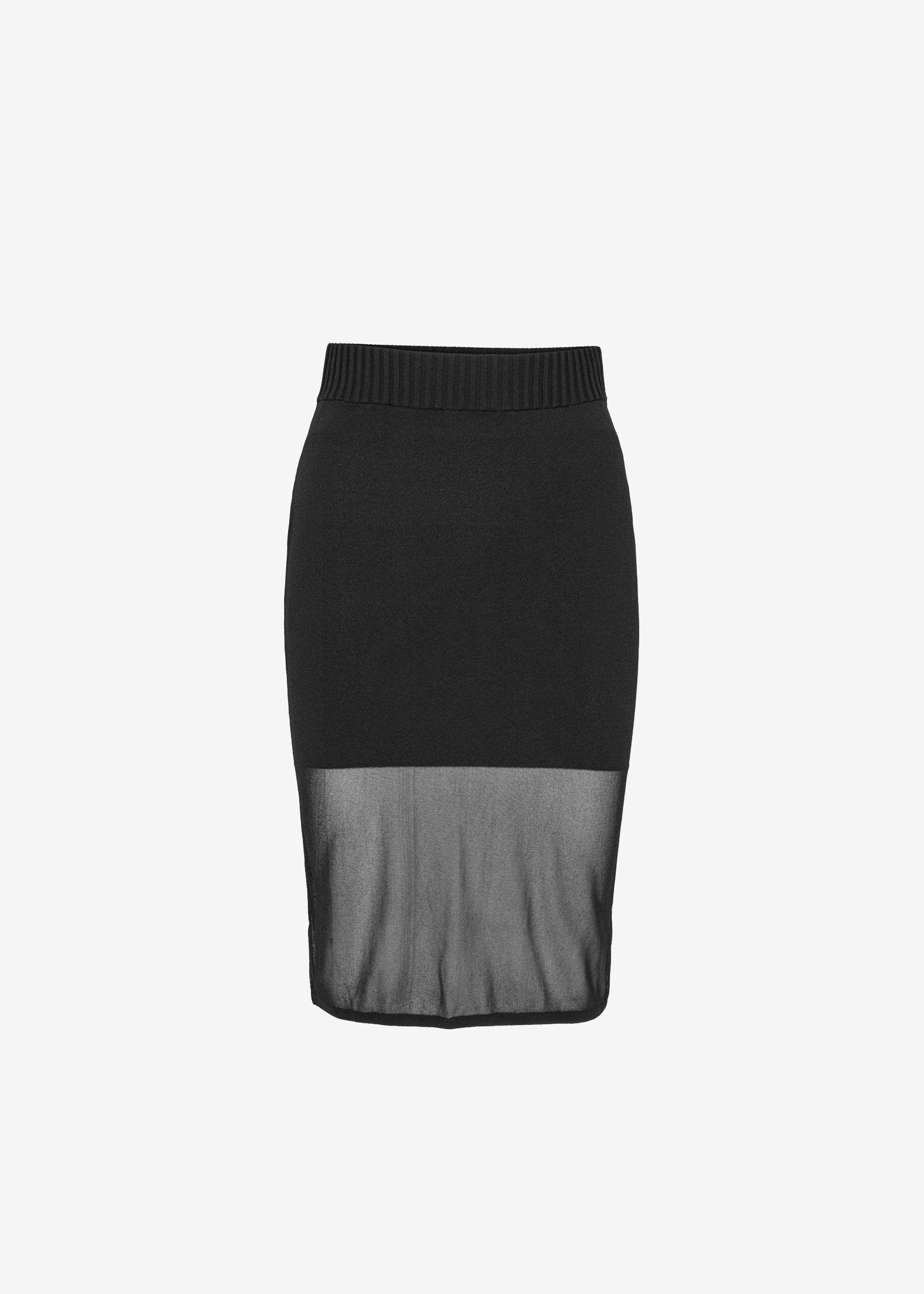 Rotate Sheer Knit Midi Skirt - Black - 8