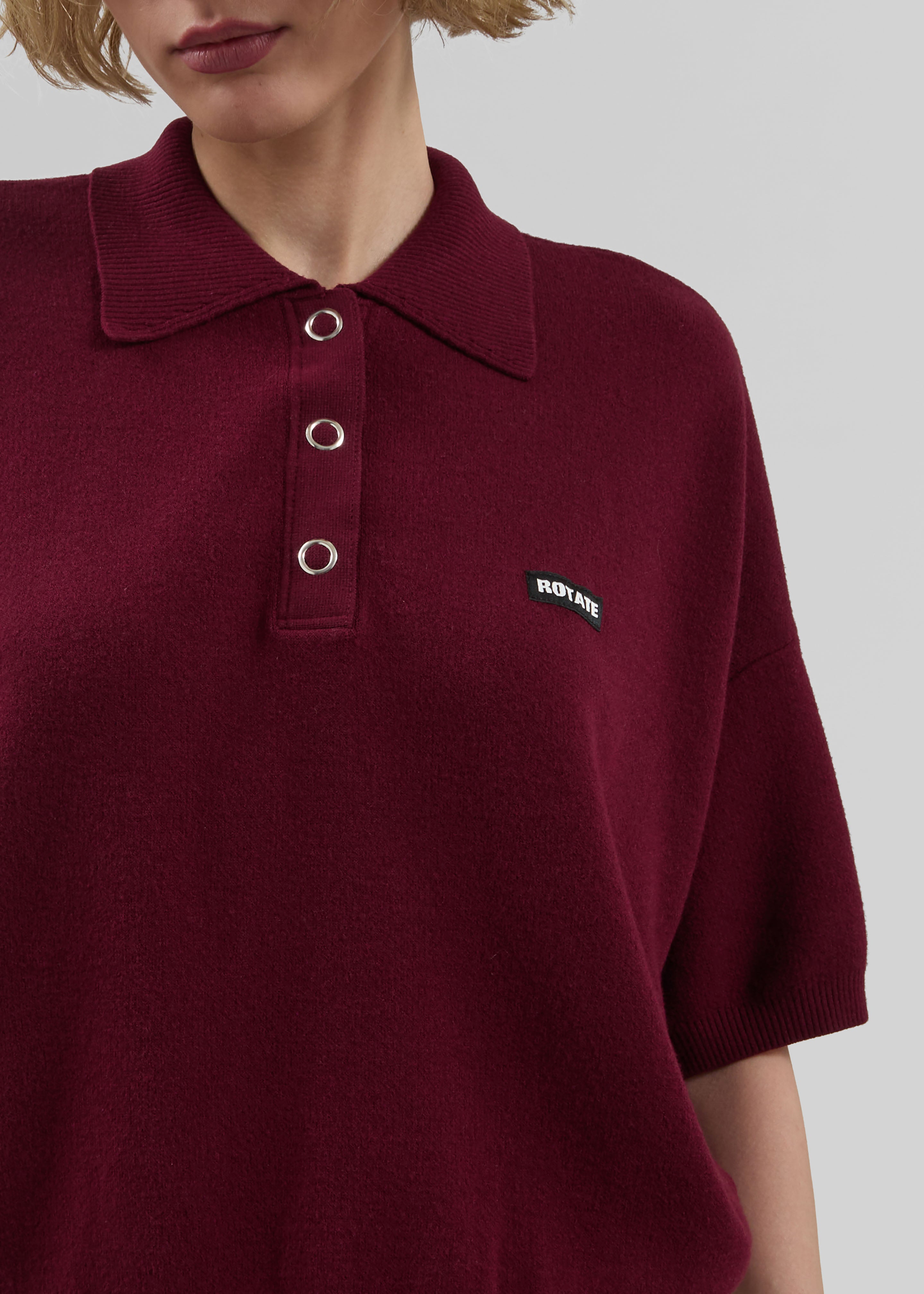 Rotate Slinky Knit Polo - Zinfandel - 5