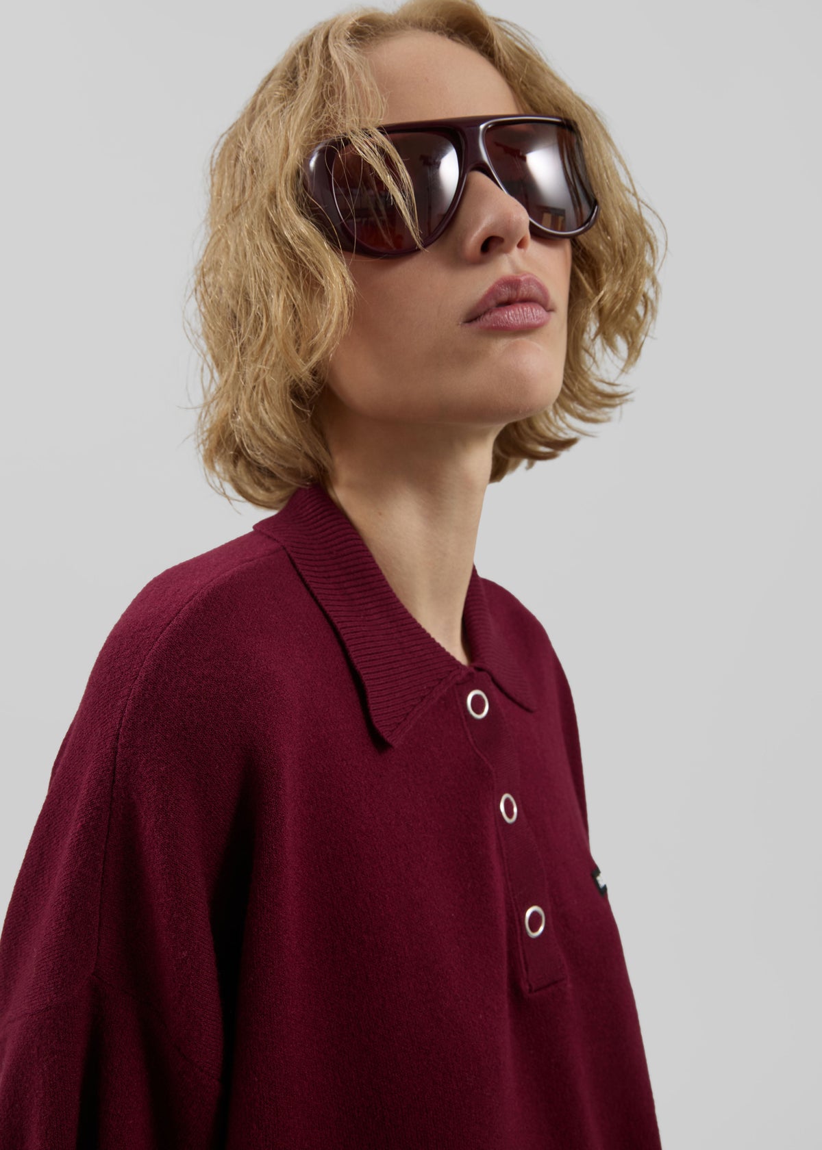 Rotate Slinky Knit Polo - Zinfandel - 1
