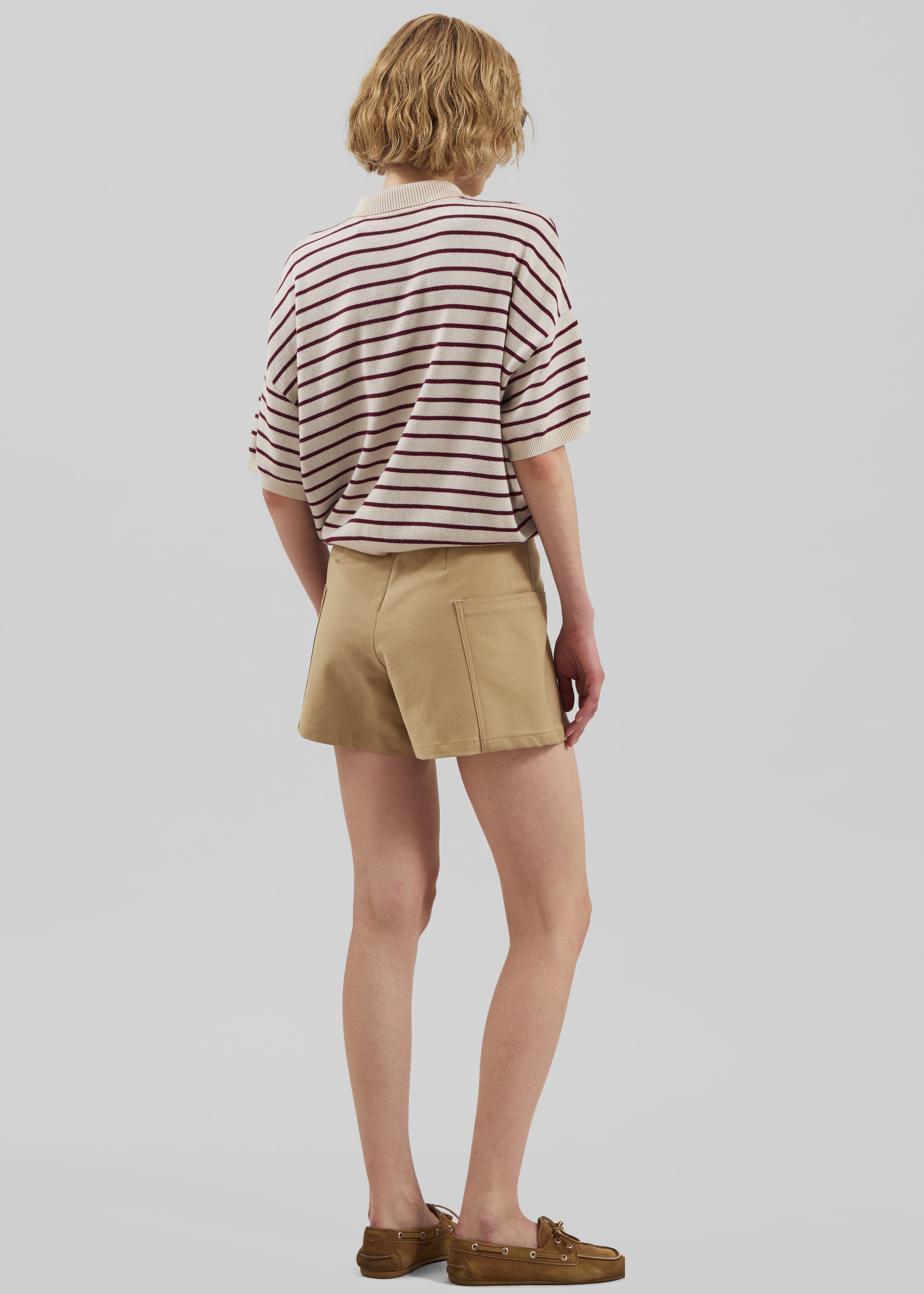 Rotate Slinky Knit Polo - Oatmeal Comb - 5