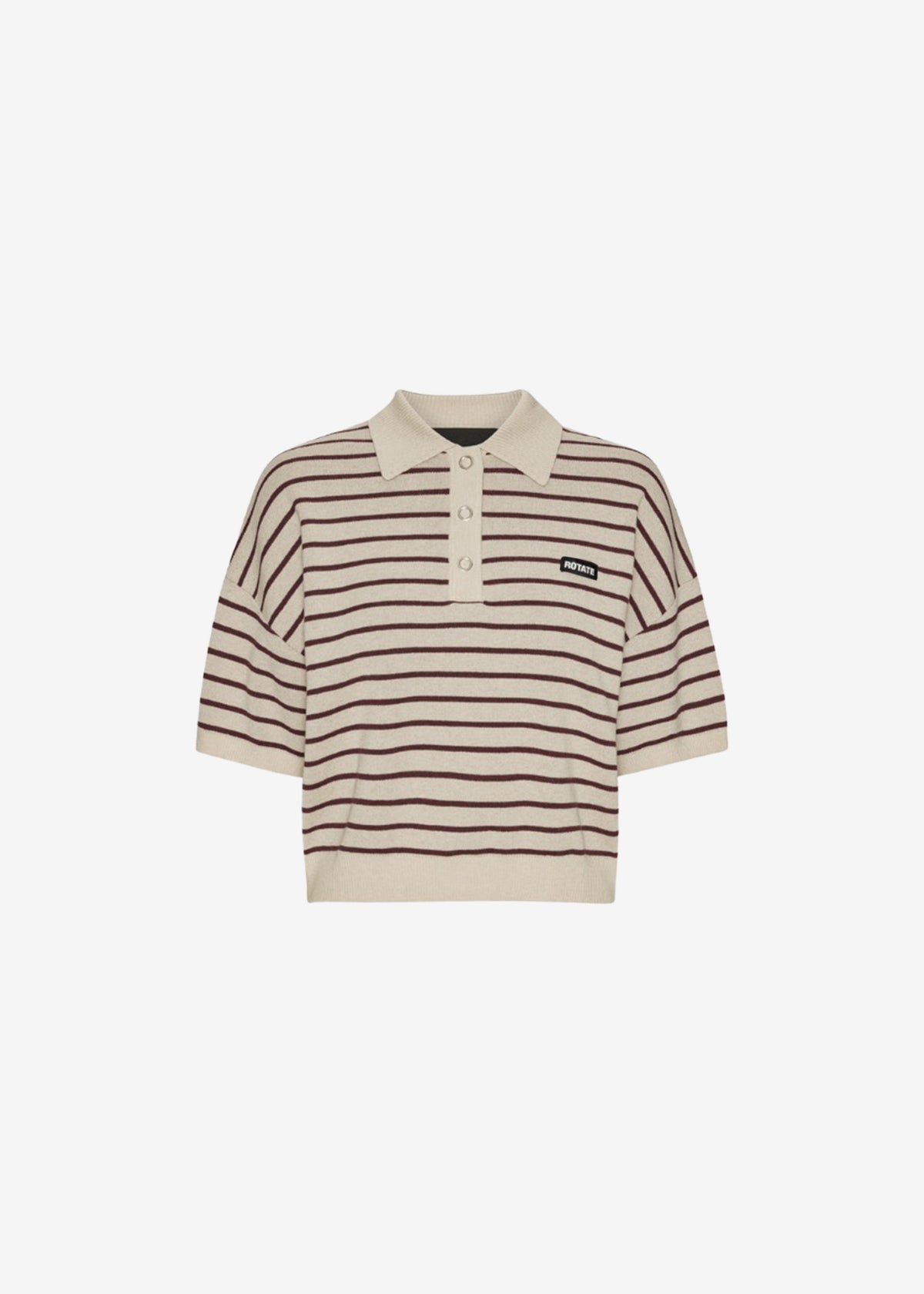 Rotate Slinky Knit Polo - Oatmeal Comb - 6