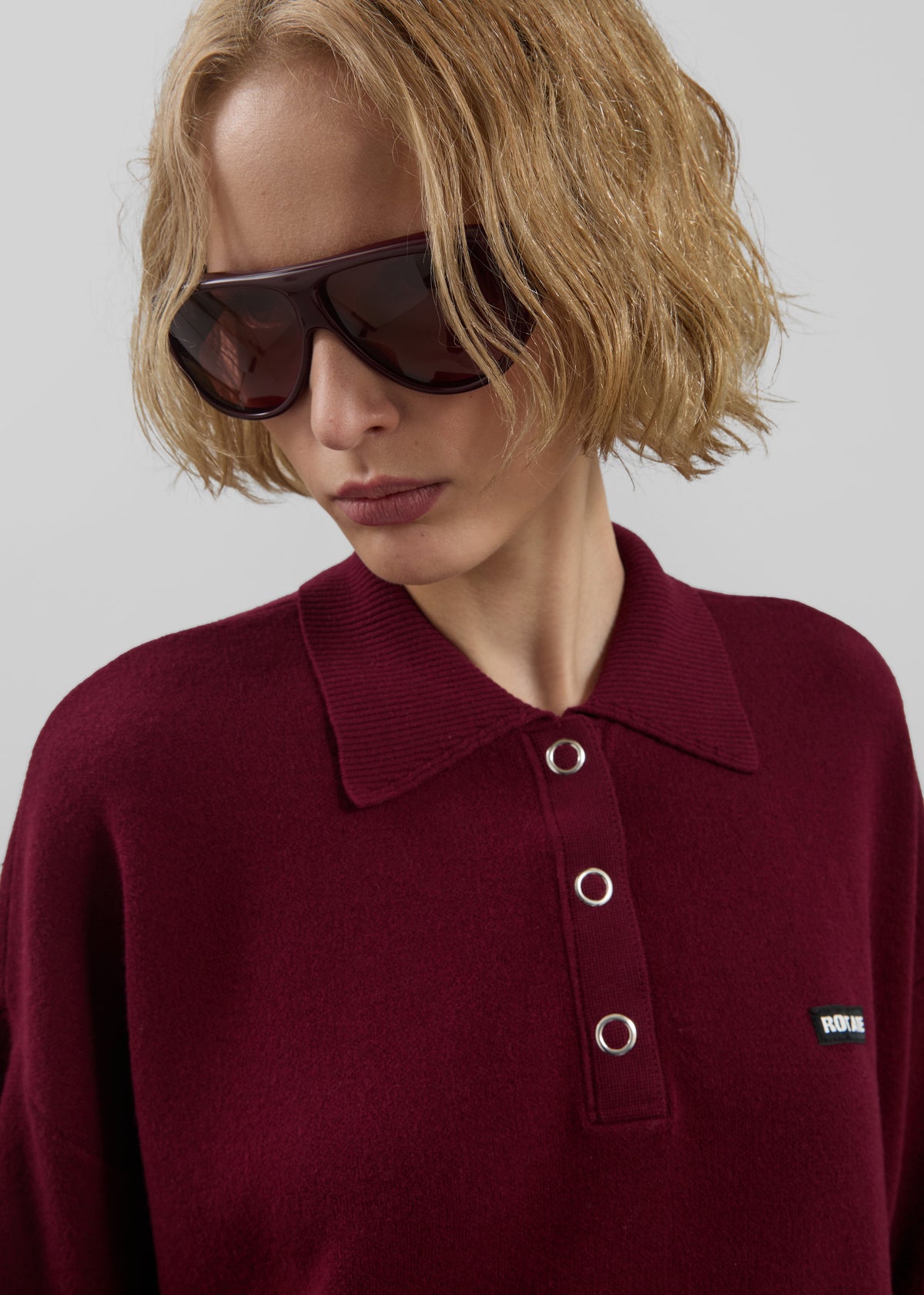 Rotate Slinky Knit Polo - Zinfandel - 4