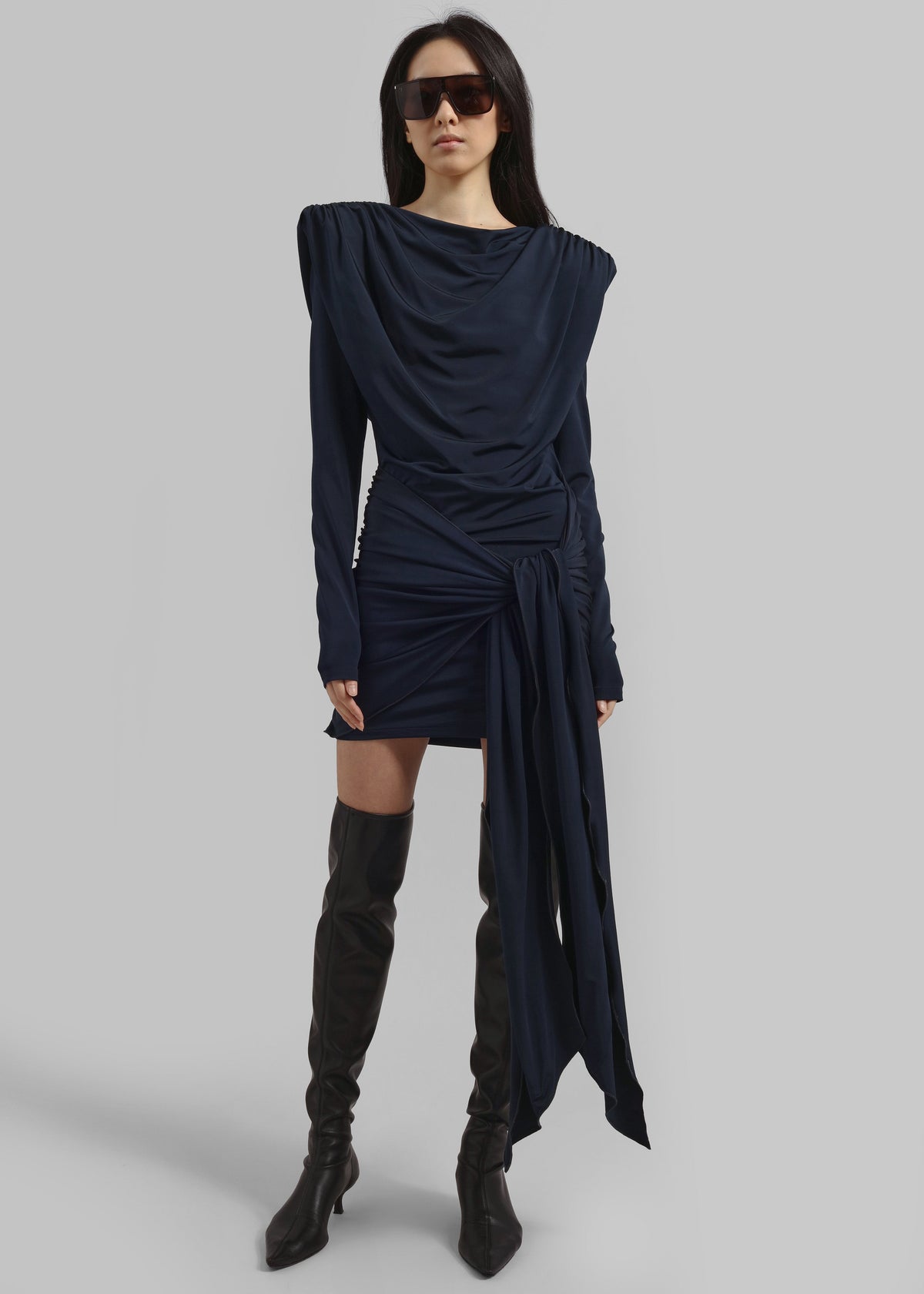 Rotate Slinky Waterfall Dress - Dark Blue - 5