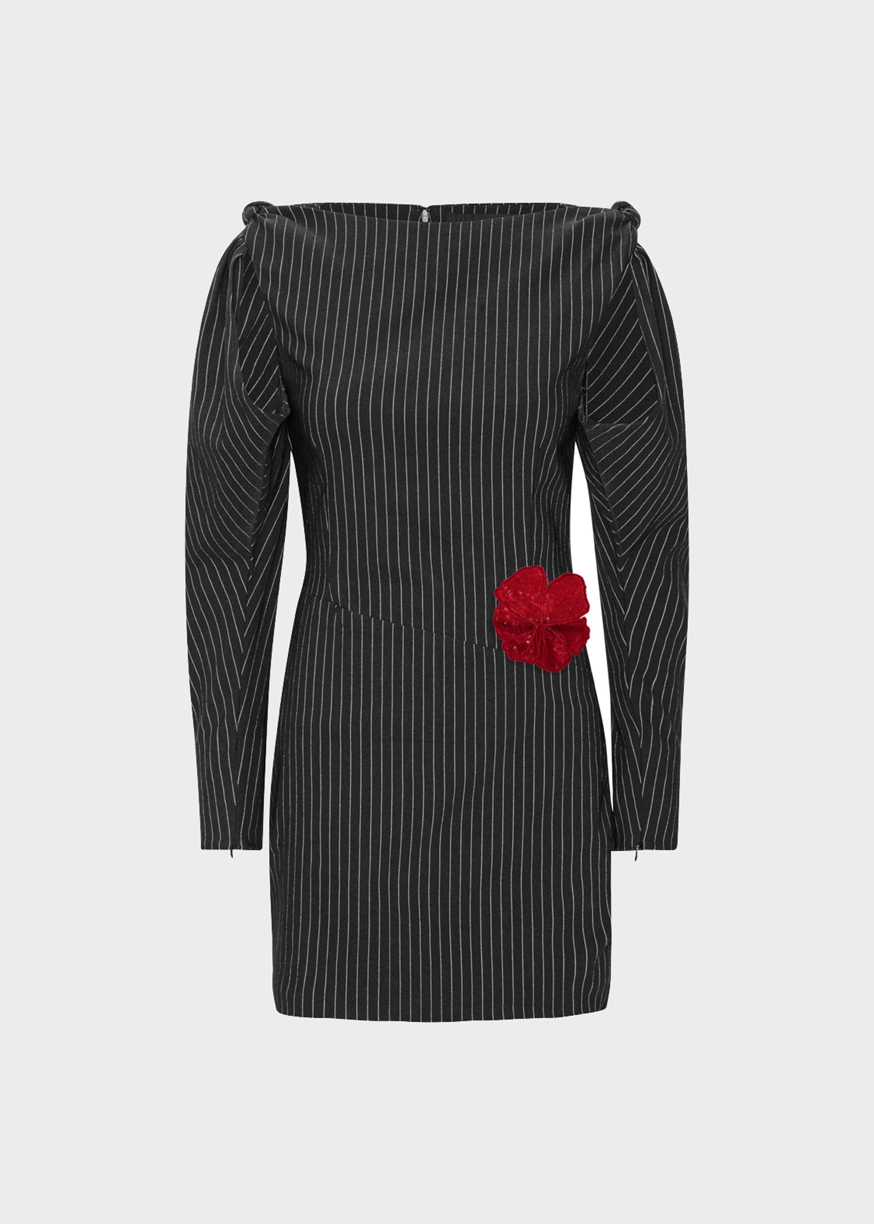 Rotate Stretchy Knotted Dress - Black Pinstripe - 8