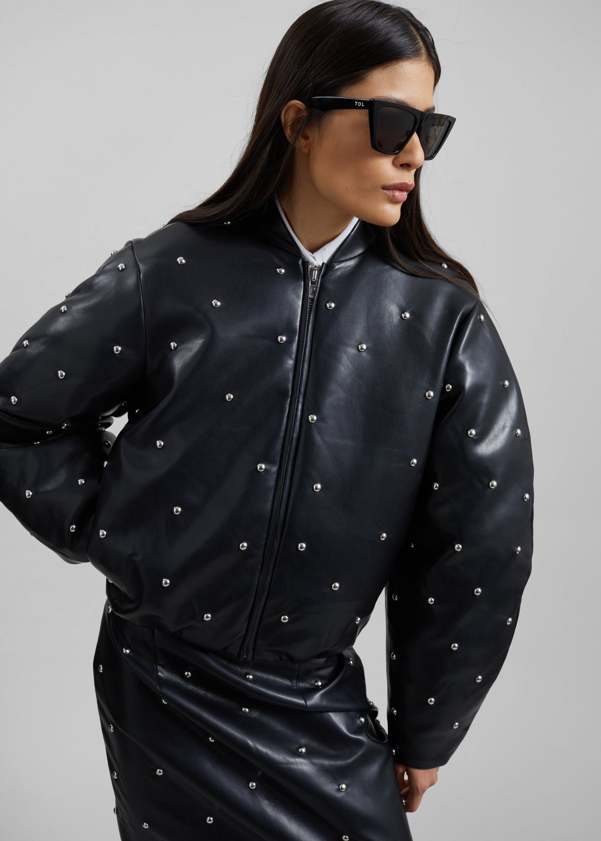 Rotate Studded Padded Jacket - Black - 7