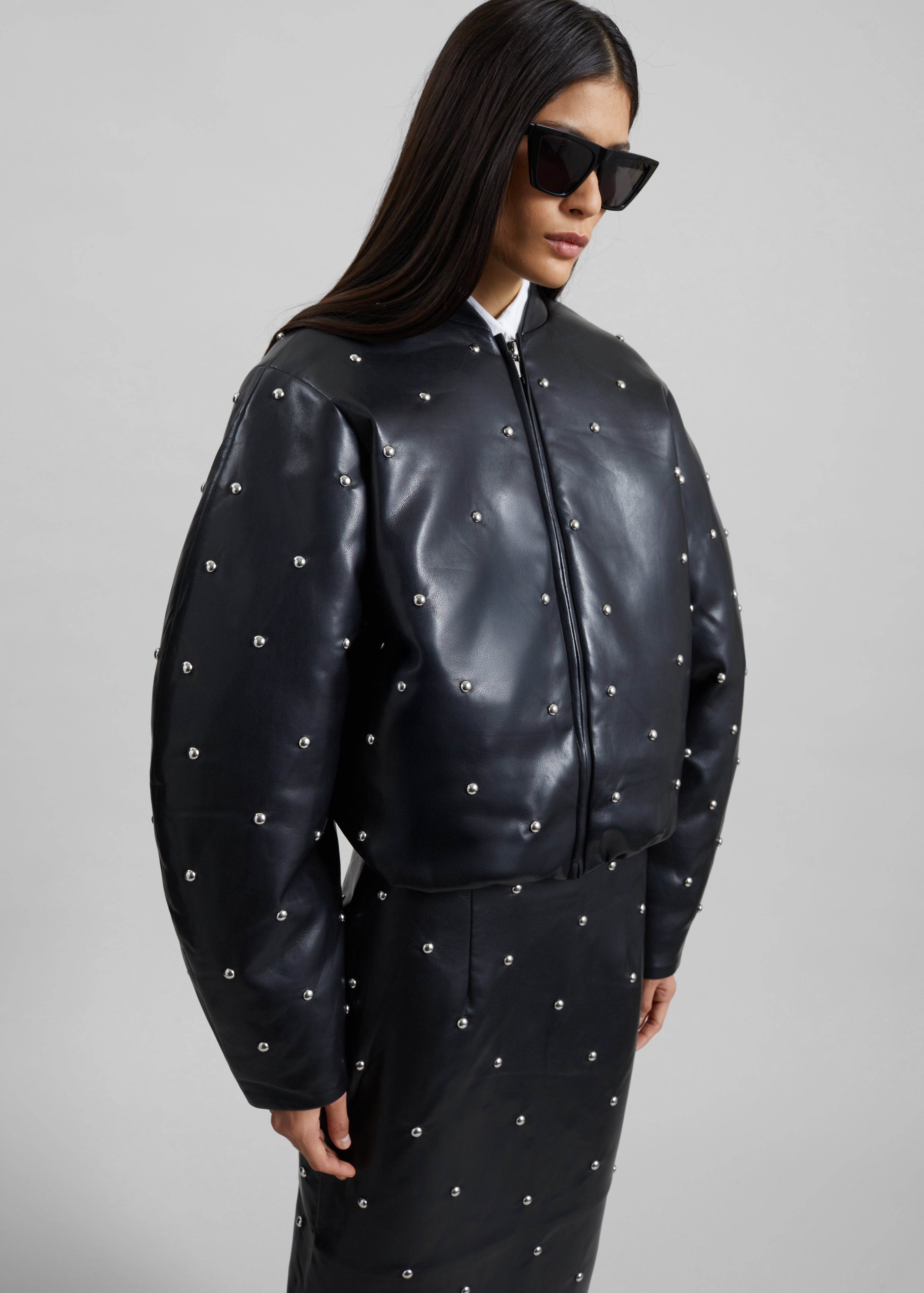 Rotate Studded Padded Jacket - Black - 3