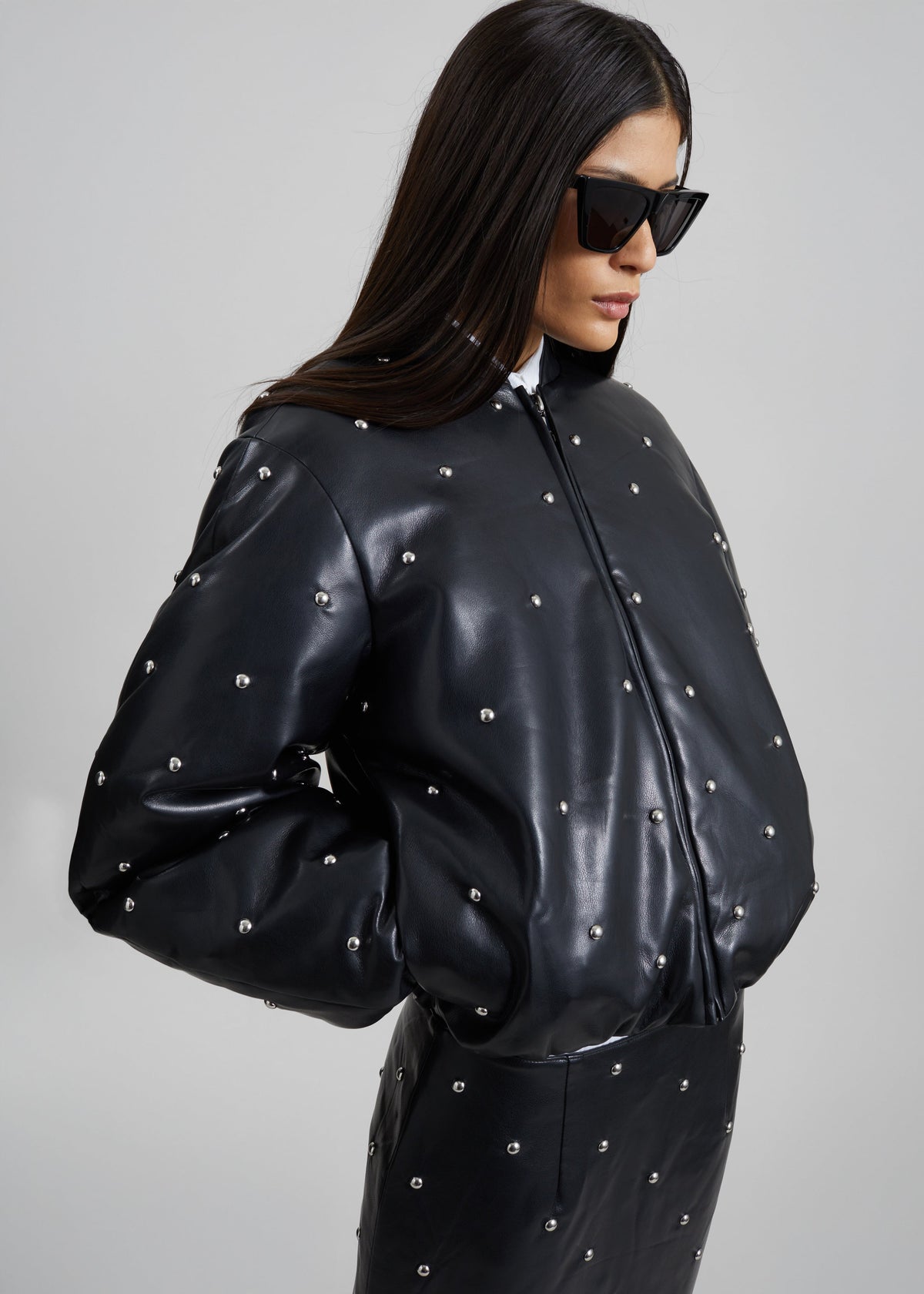 Rotate Studded Padded Jacket - Black - 6