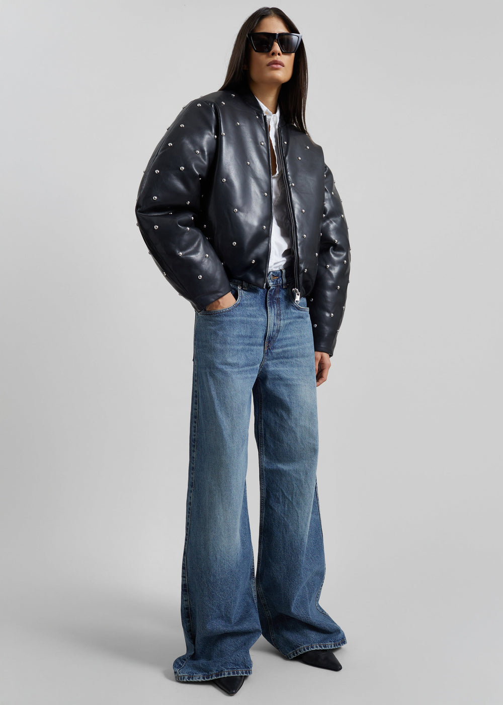 Rotate Studded Padded Jacket - Black - 1