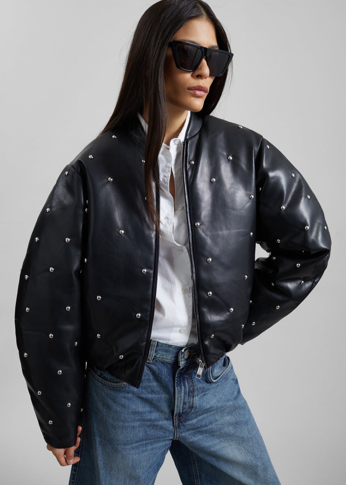 Rotate Studded Padded Jacket - Black - 4