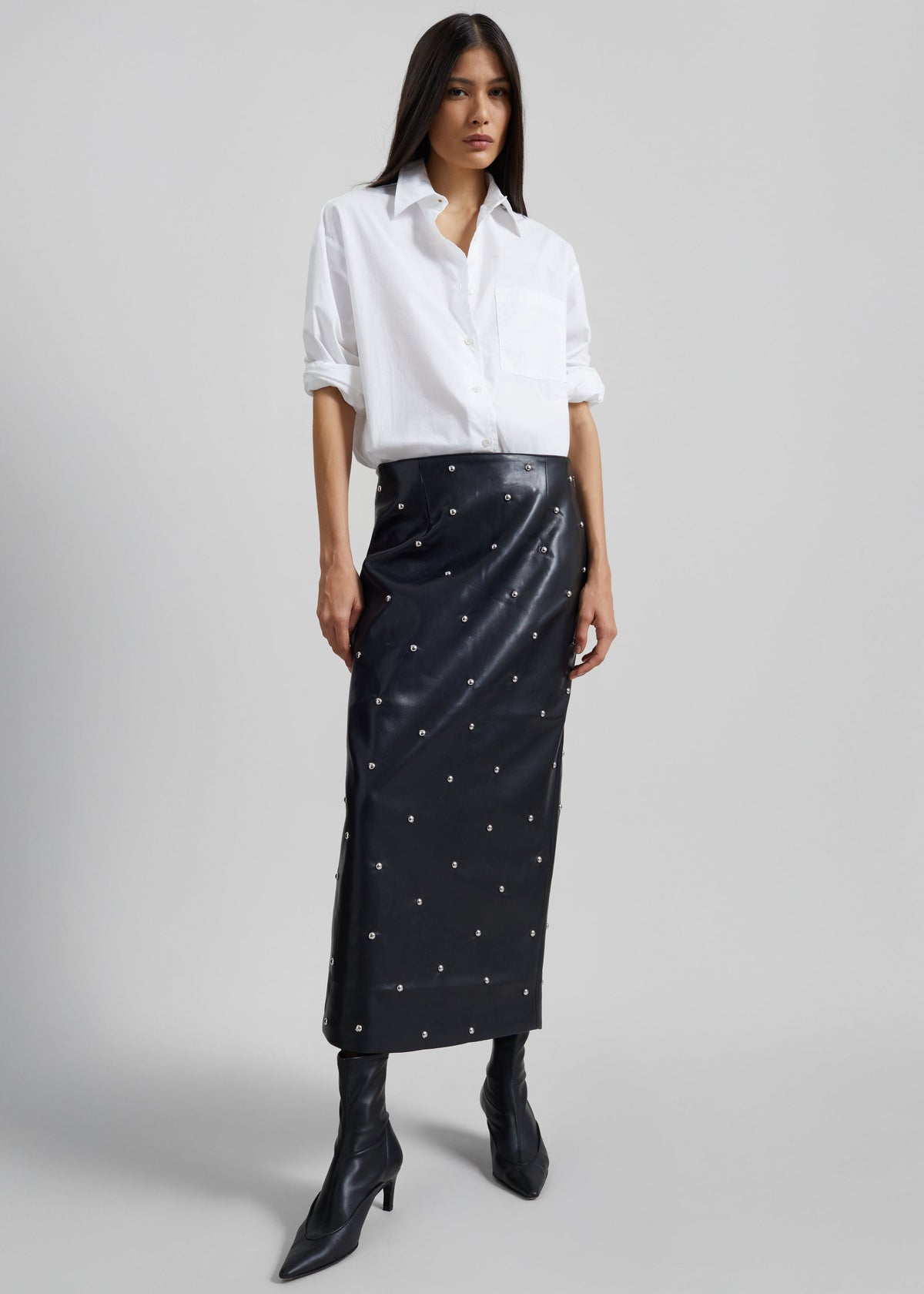 Rotate Studded Pencil Skirt - Black - 4