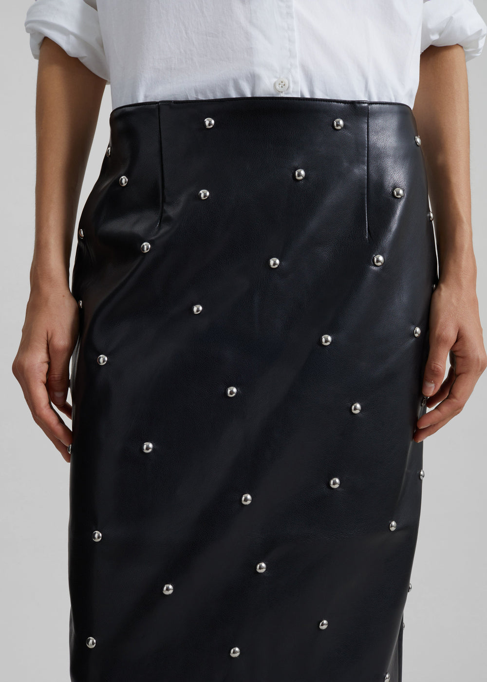 Rotate Studded Pencil Skirt - Black - 1