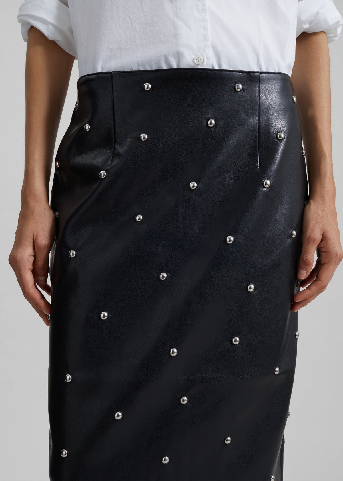 Rotate Studded Pencil Skirt - Black - 2