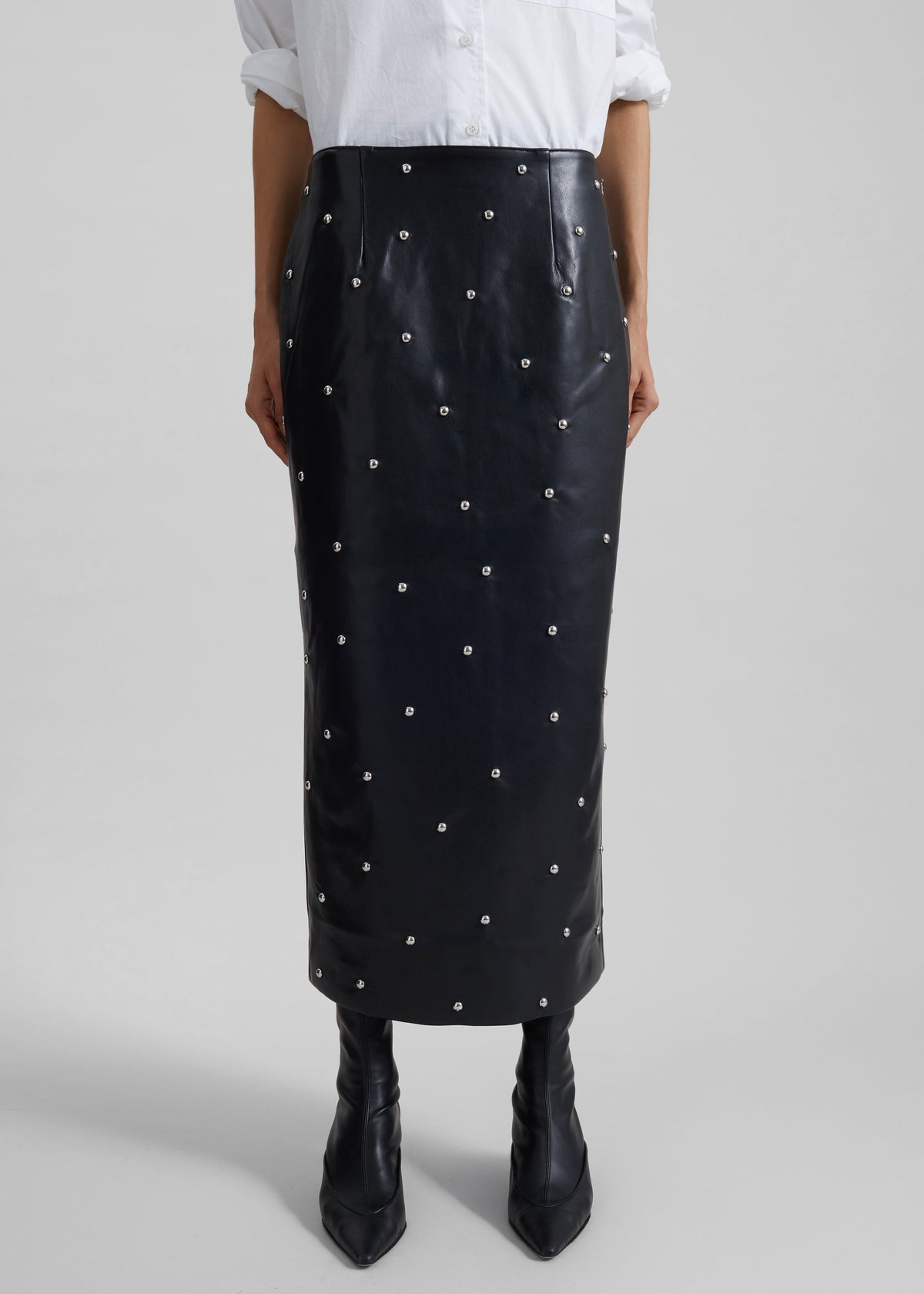 Rotate Studded Pencil Skirt - Black - 5