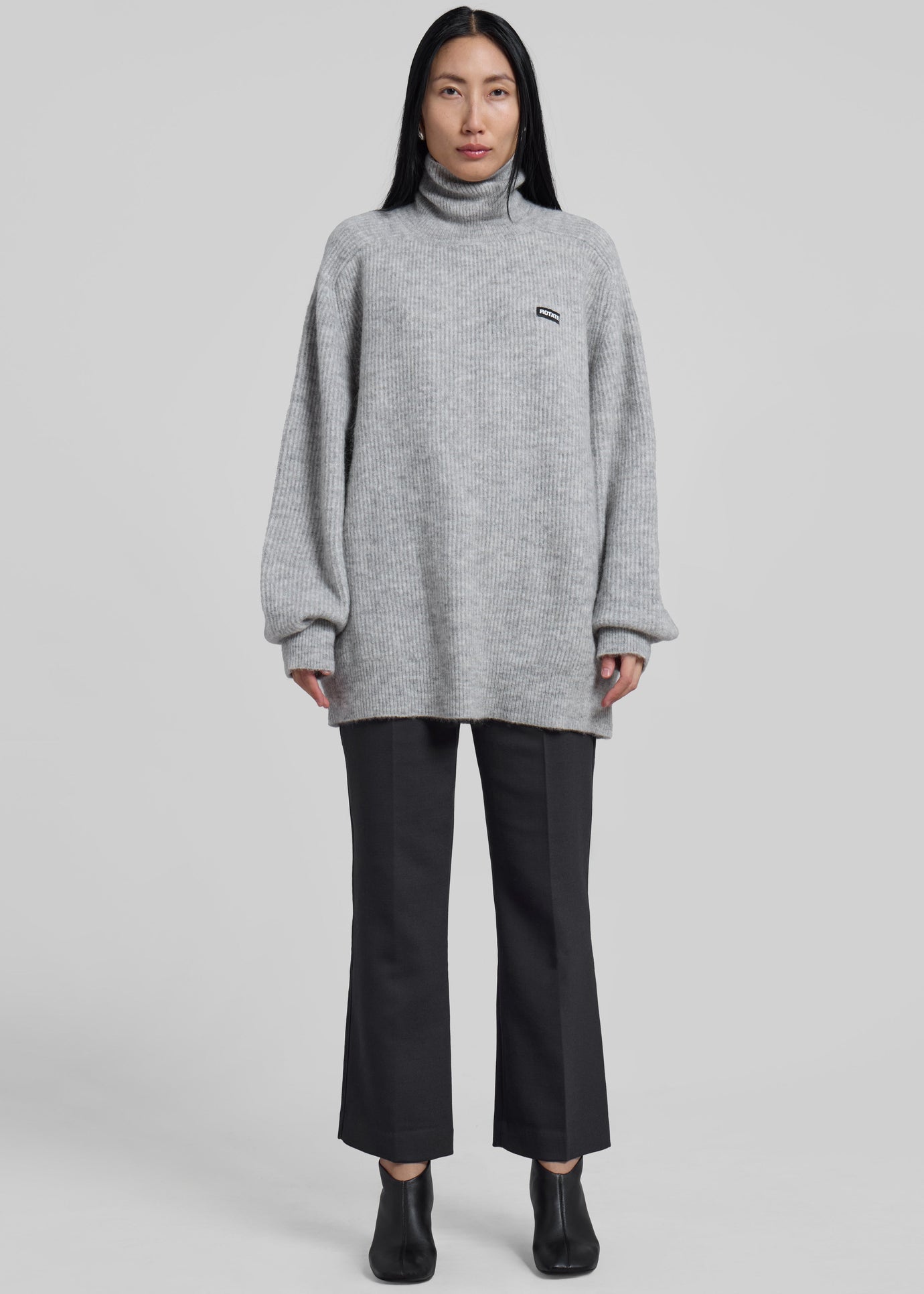 Rotate Turtleneck Sweater - Light Grey