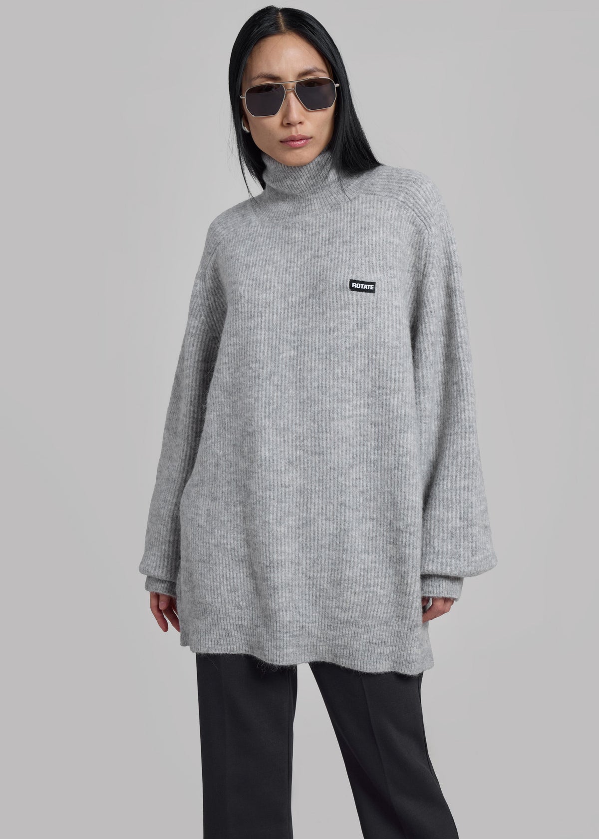 Rotate Turtleneck Sweater - Light Grey - 1