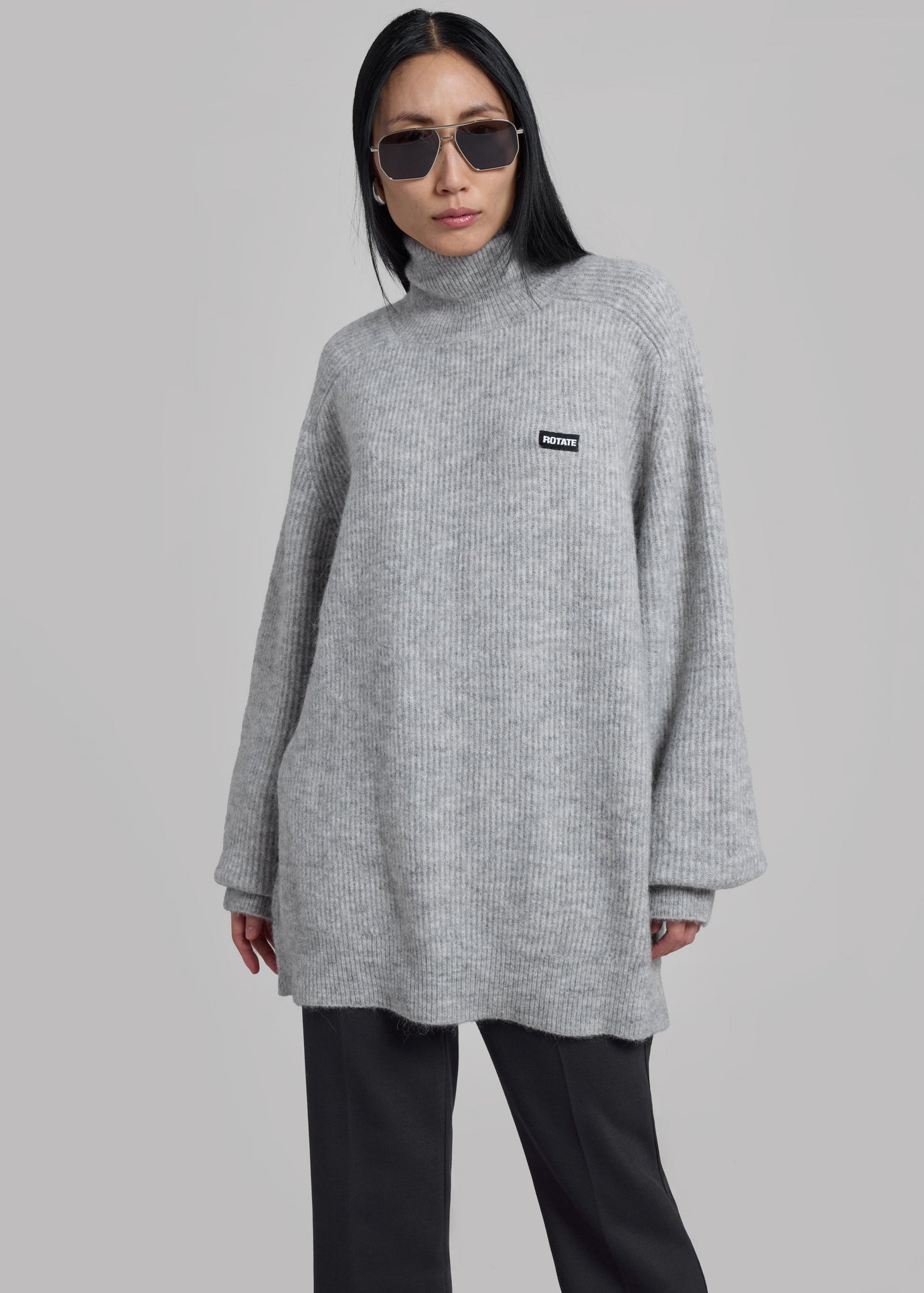 Rotate Turtleneck Sweater - Light Grey