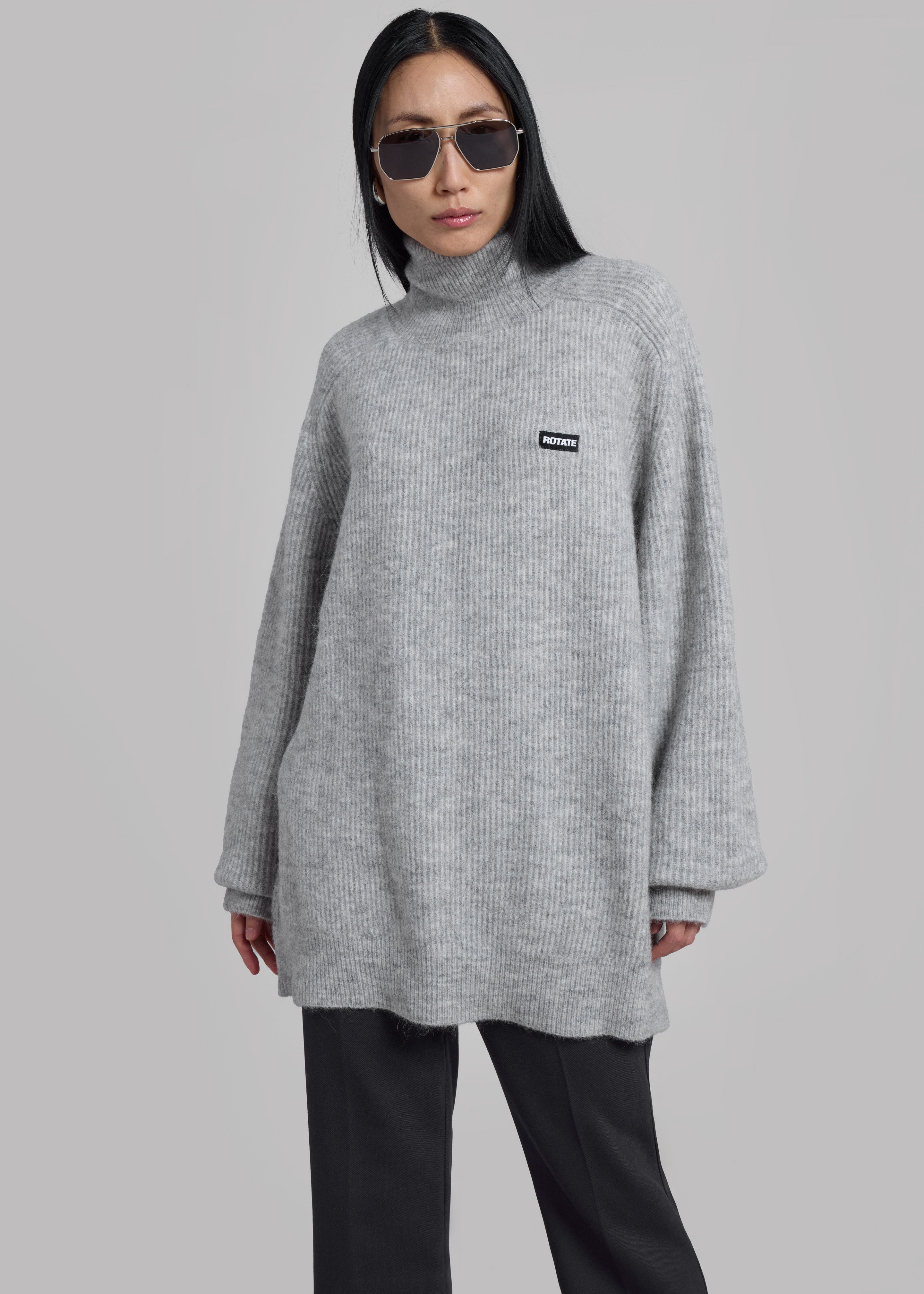 Rotate Turtleneck Sweater - Light Grey - 3