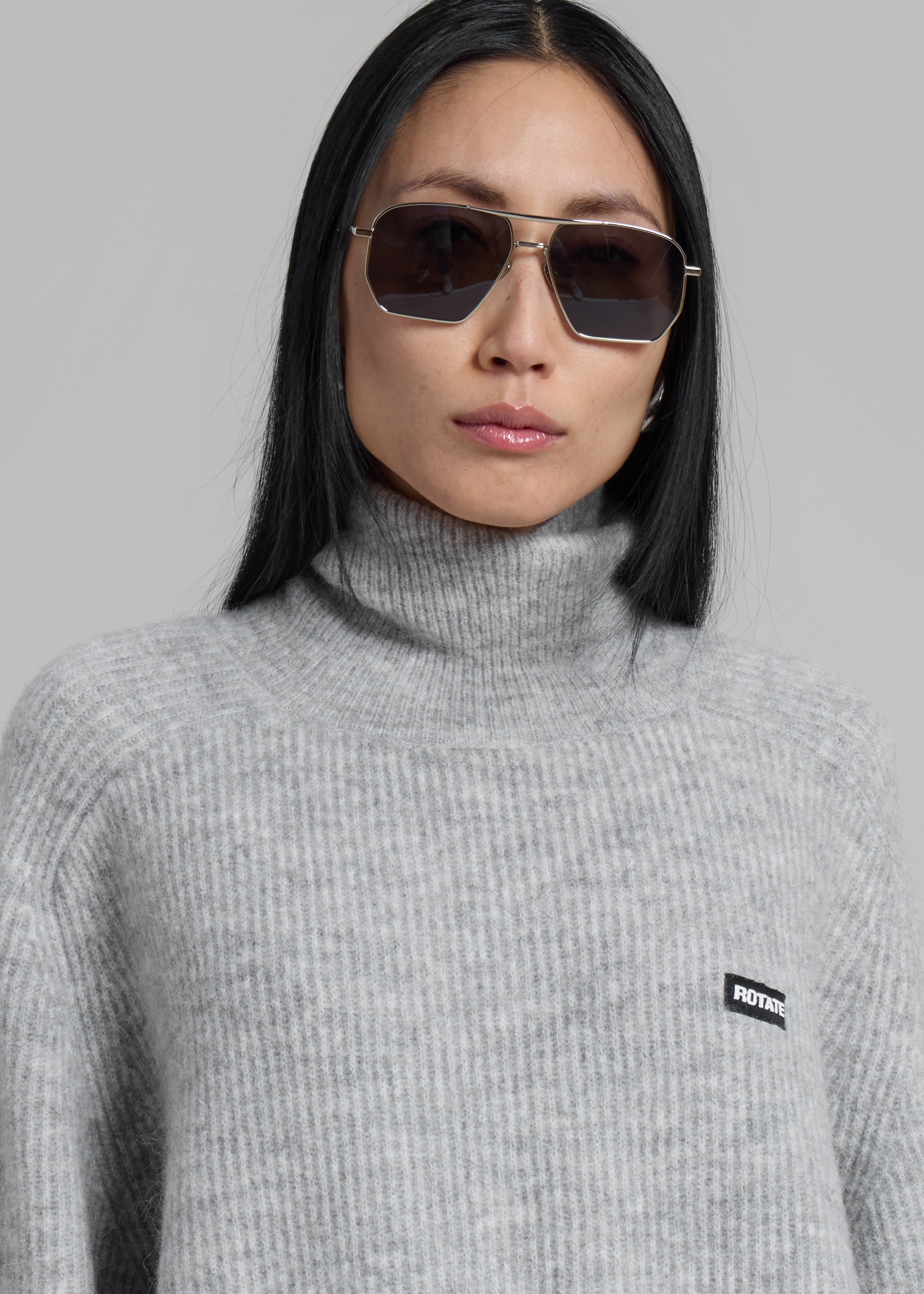 Rotate Turtleneck Sweater - Light Grey - 2