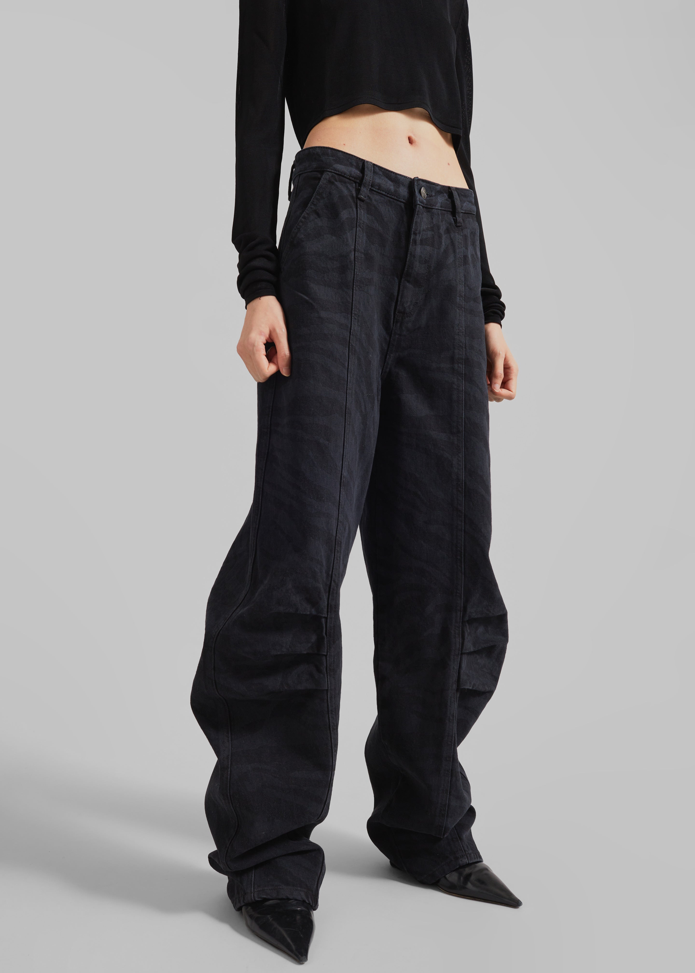 Rotate Zebra Twill Cargo Pants - Black Washed - 4