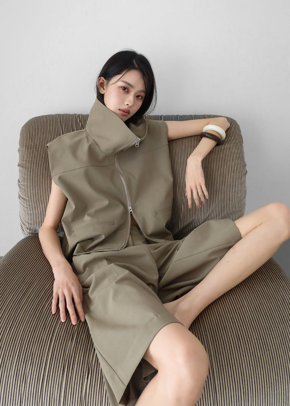 Rove Sleeveless Bomber Jacket - Olive